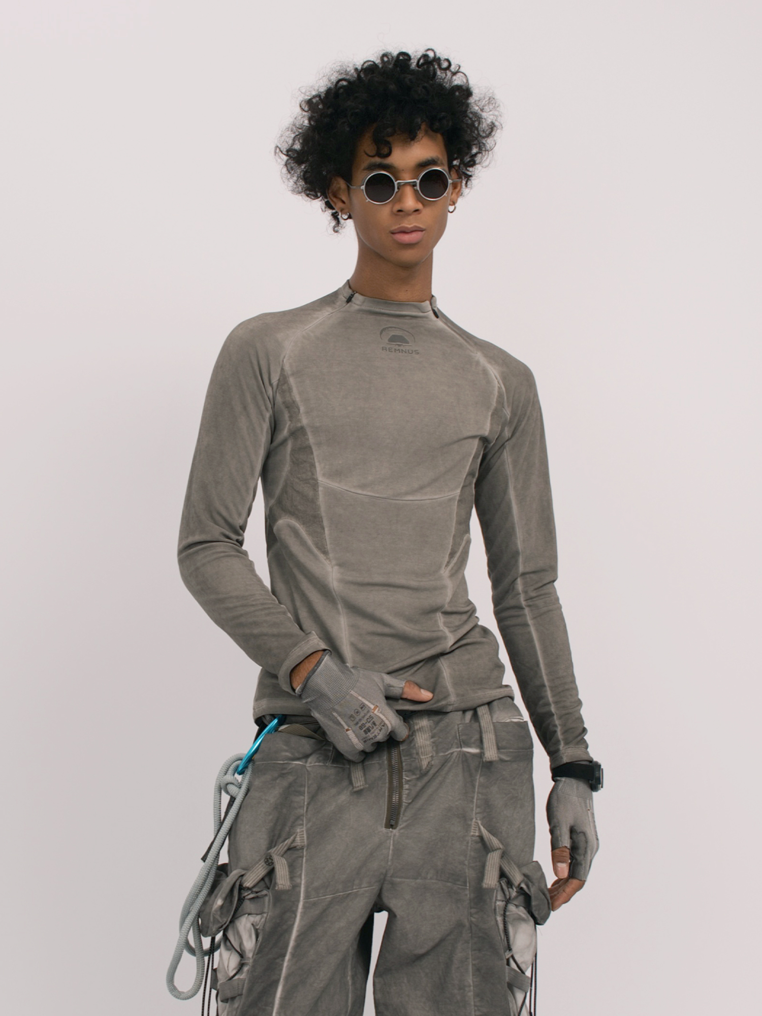 STEAM Distressed Spliced Paneled Long-Sleeve Tee