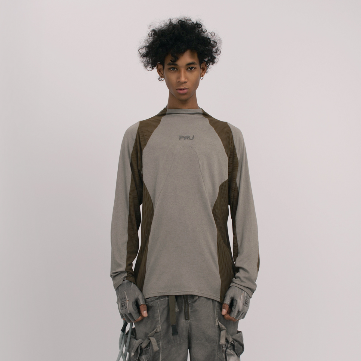 STEAM Mesh Paneled Washed Long-Sleeve Tee