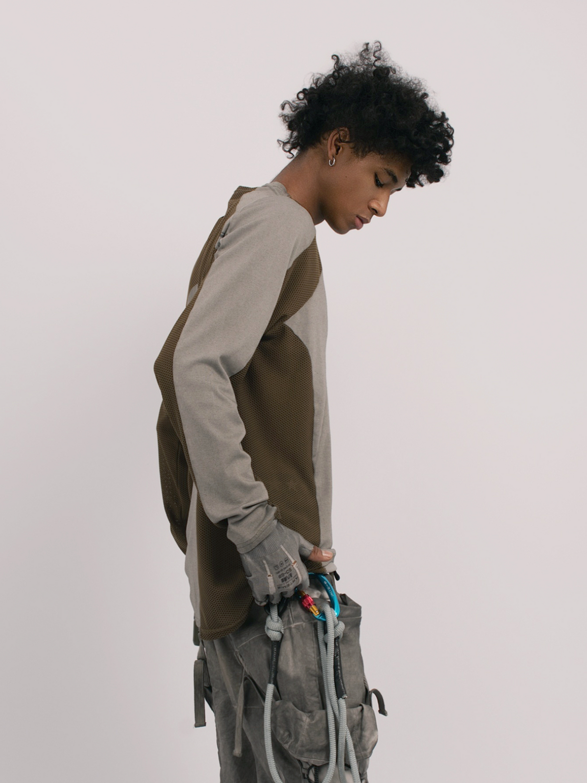 STEAM Mesh Paneled Washed Long-Sleeve Tee