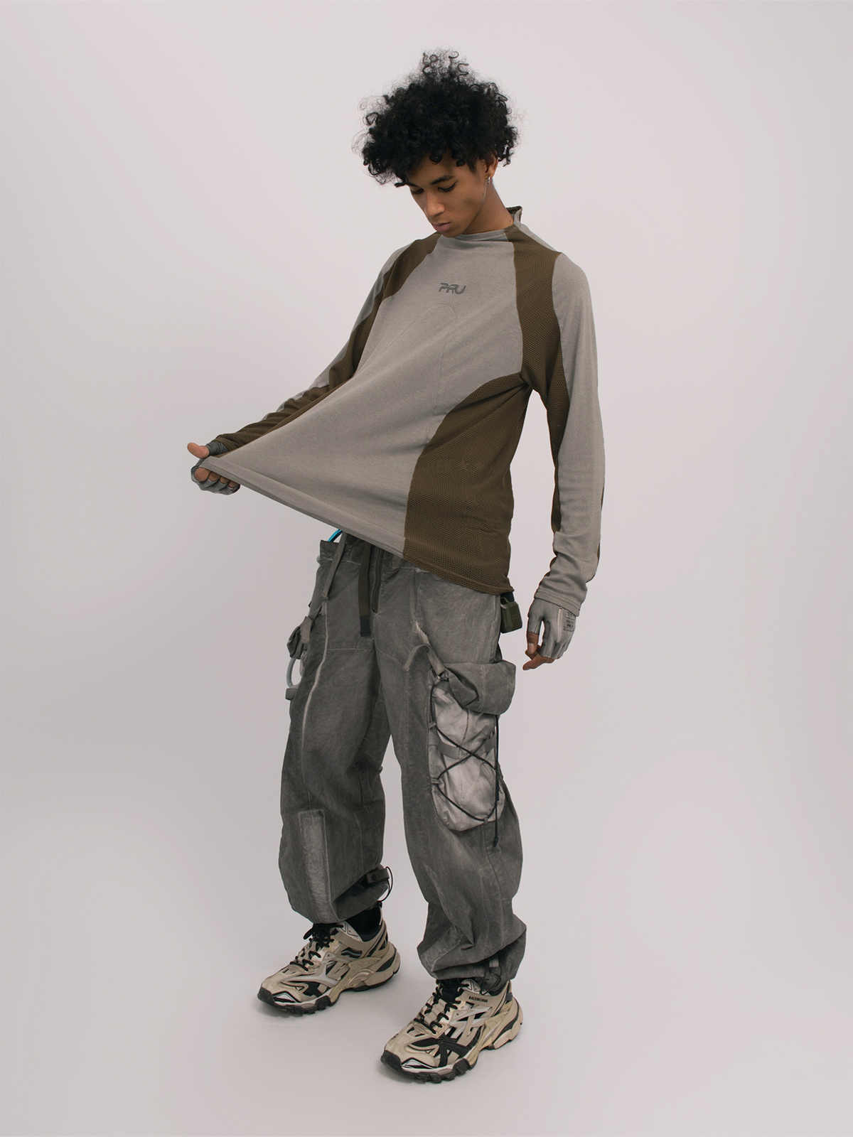 STEAM Mesh Paneled Washed Long-Sleeve Tee