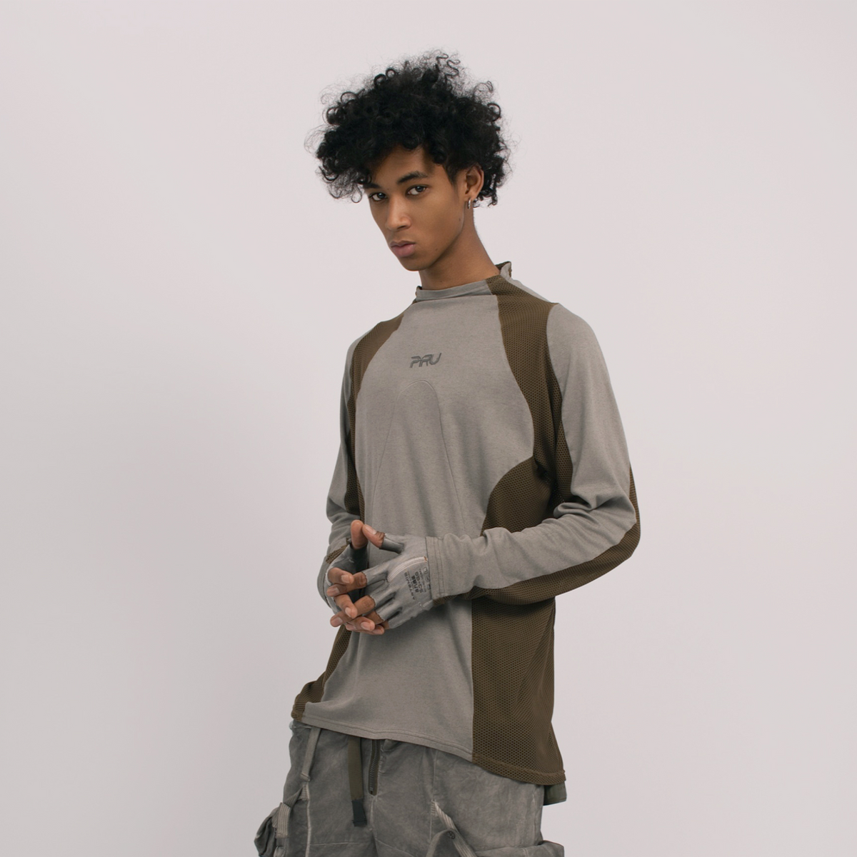 STEAM Mesh Paneled Washed Long-Sleeve Tee
