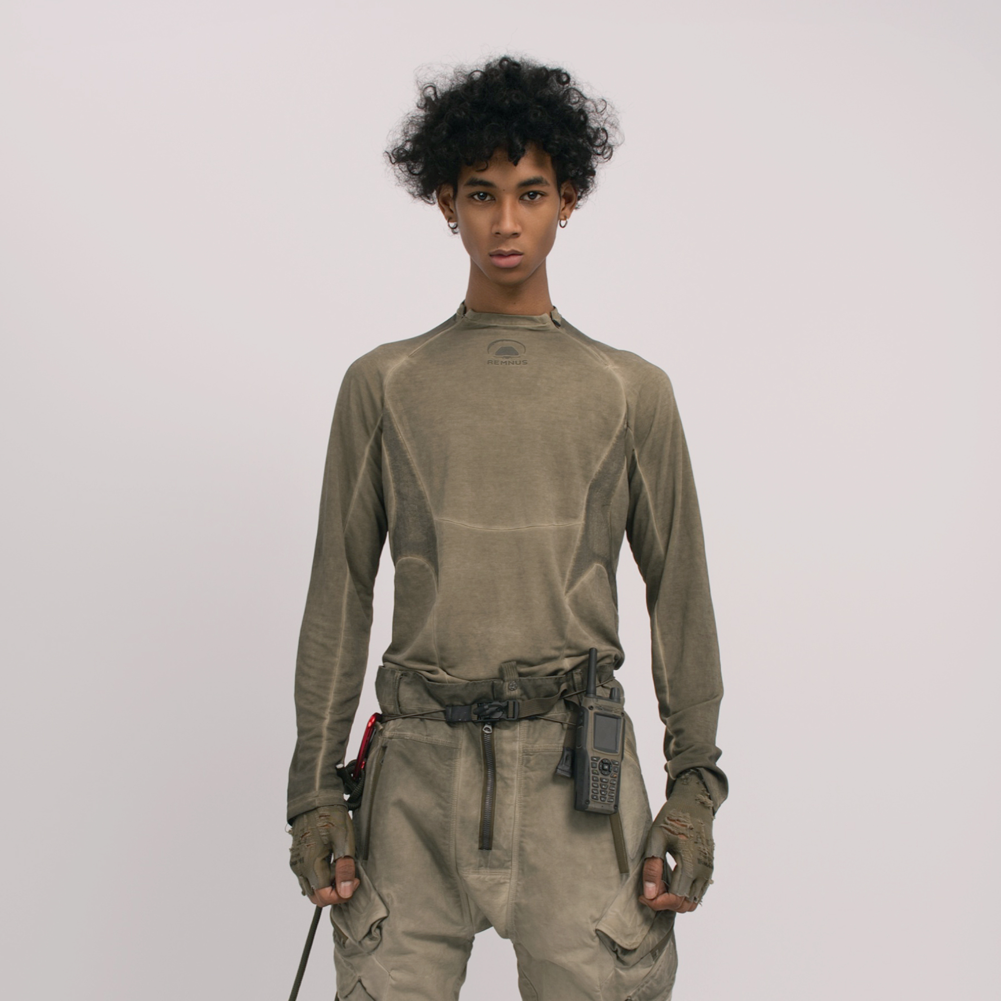 STEAM Distressed Spliced Paneled Long-Sleeve Tee