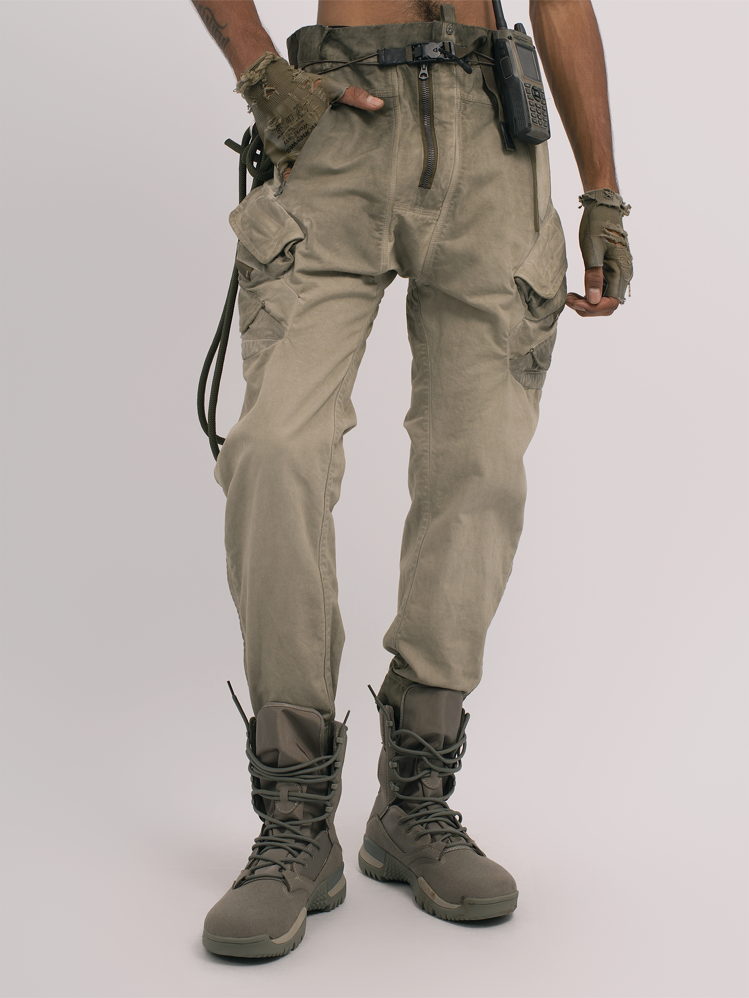 STEAM Distressed Multi-Pocket Utility Cargo Pants