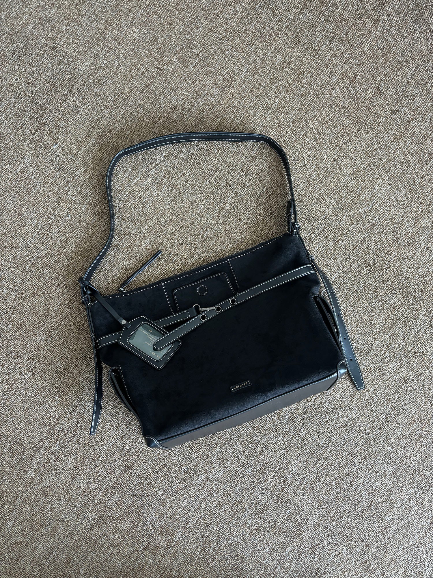 KREATE Faux Suede Panel Messenger Bag
