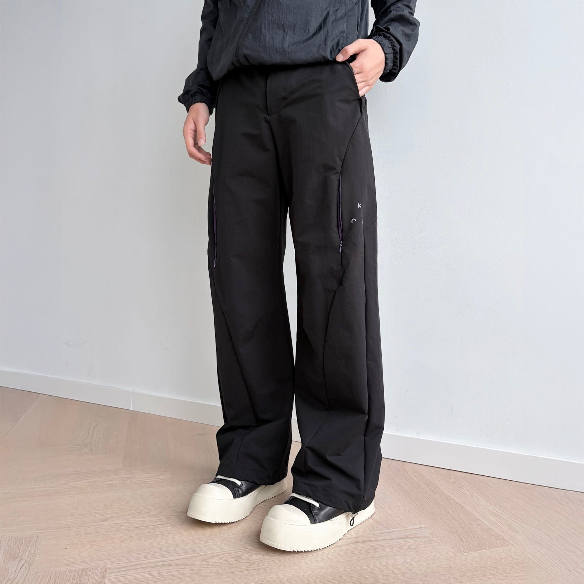 KREATE Curved Panel Drawstring-Hem Waterproof Pants, premium urban and streetwear designers apparel on PROJECTISR.com, KREATE