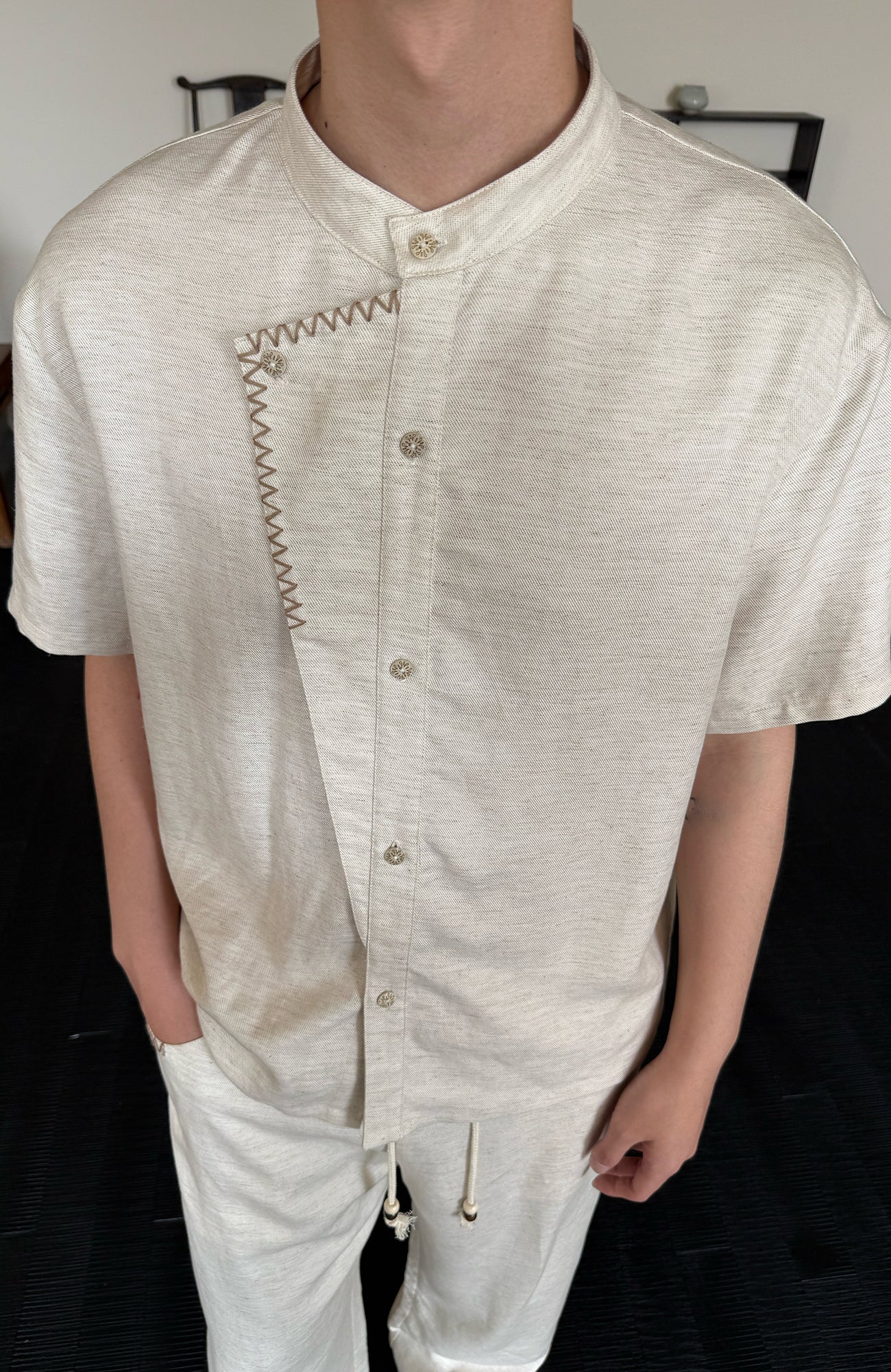 KREATE Stitched Faux-Placket Short Sleeve Shirt, premium urban and streetwear designers apparel on PROJECTISR.com, KREATE