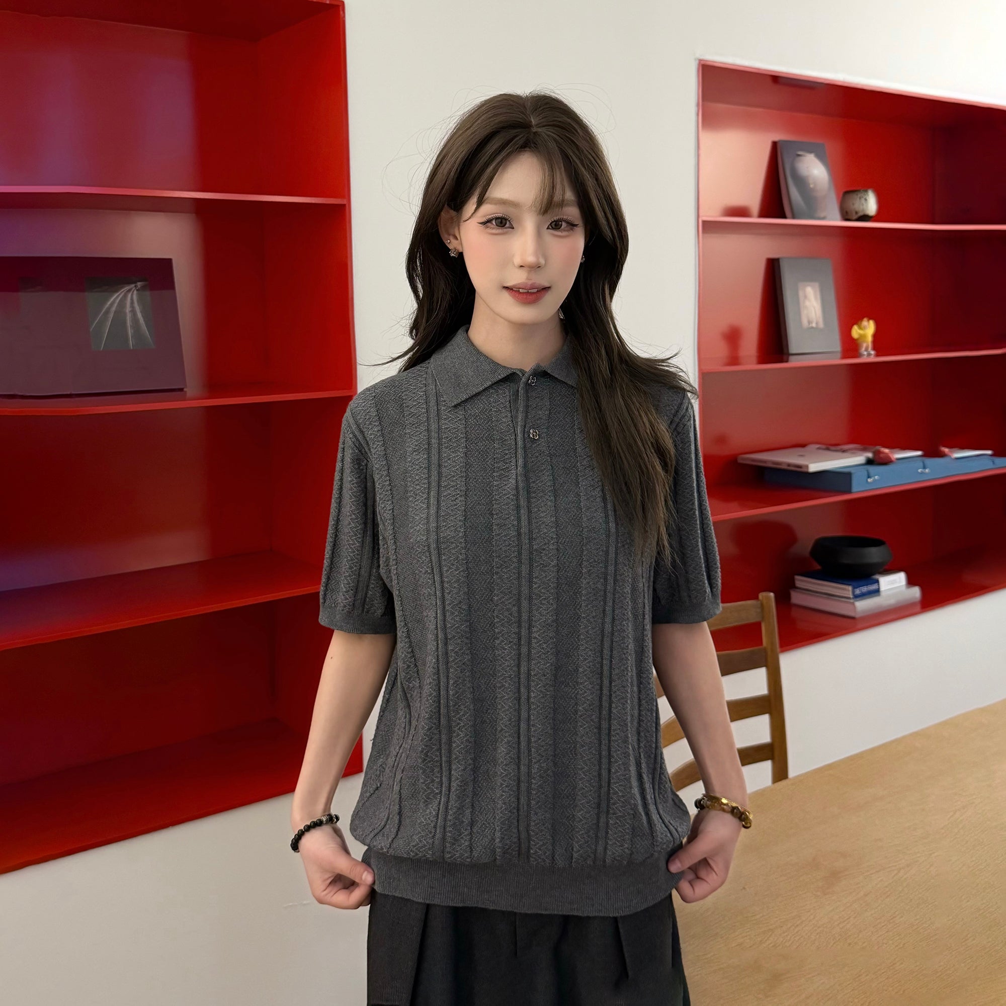 KREATE Retro Jacquard Knit Polo