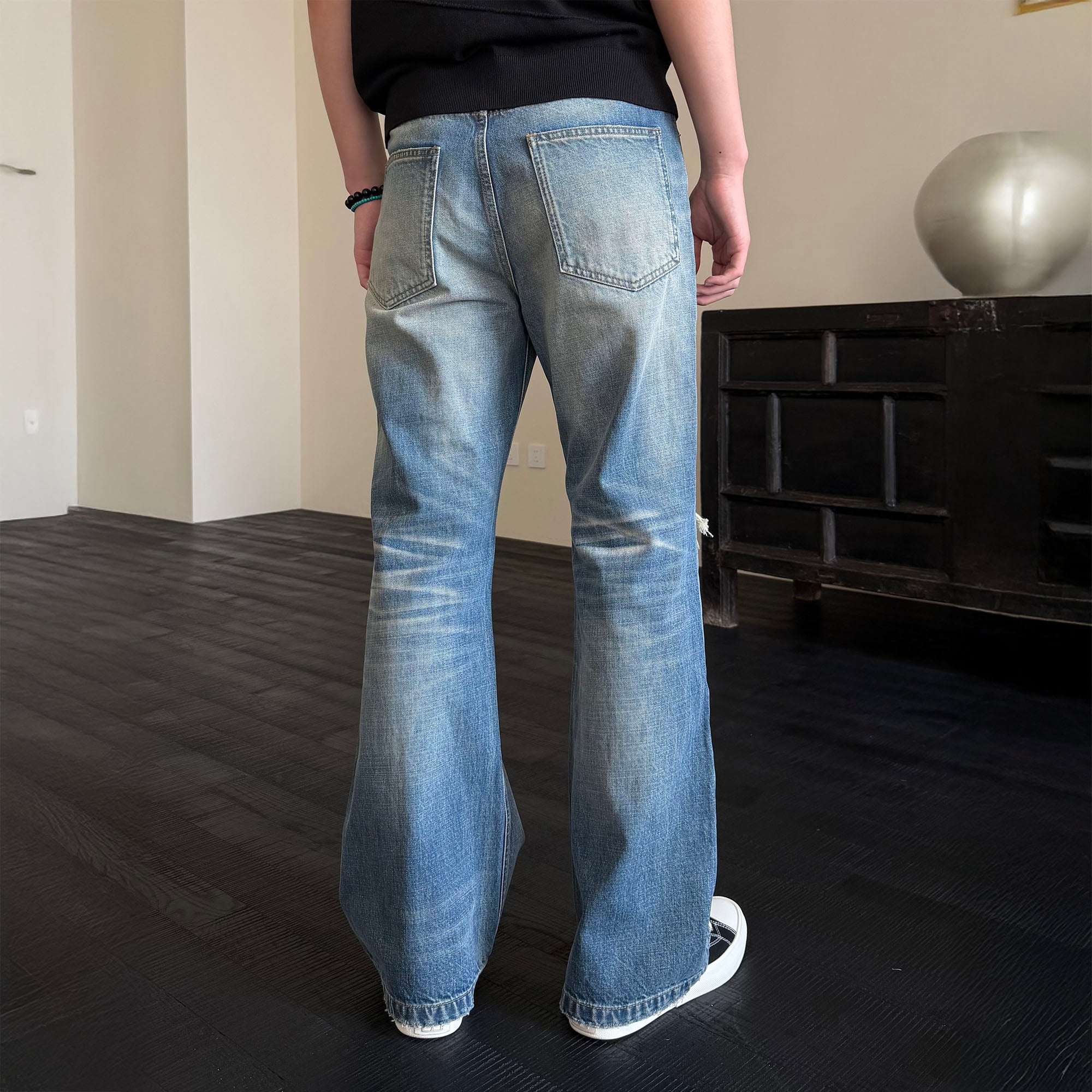 KREATE Double-Layer Distressed Straight-Leg Jeans, premium urban and streetwear designers apparel on PROJECTISR.com, KREATE