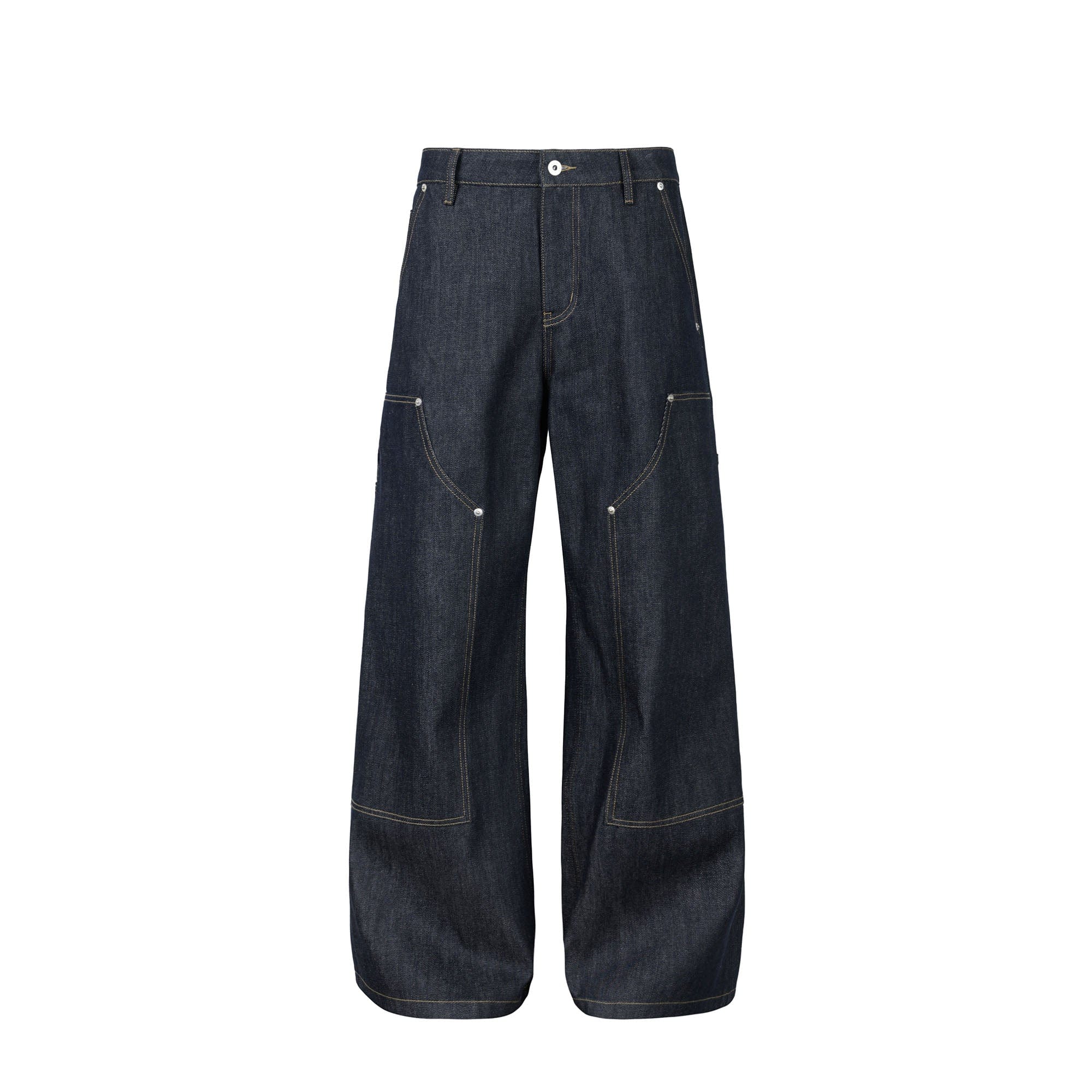 OKAYTHXBYE Paneled Double-Knee Wide-Leg Denim Pants, premium urban and streetwear designers apparel on PROJECTISR.com, OKAYTHXBYE