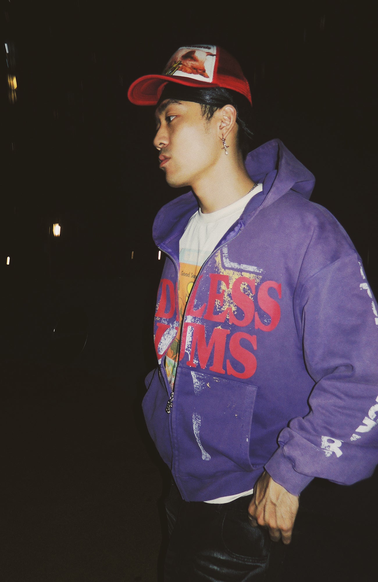 トップス star graphics zip up hoodie EVETS Star Graphic Zip-Up Hoodie