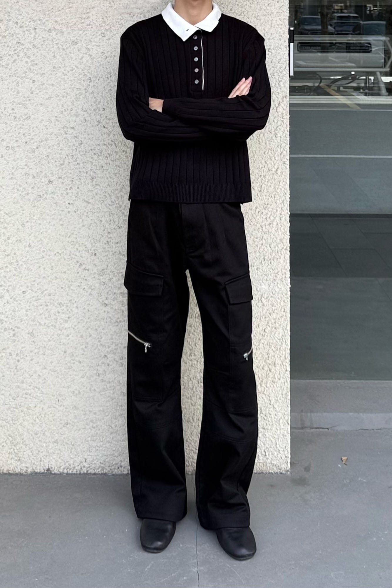 OKAYTHXBYE Muted Marble Multi-Pocket Panel Flared Cargo Pants, premium urban and streetwear designers apparel on PROJECTISR.com, OKAYTHXBYE