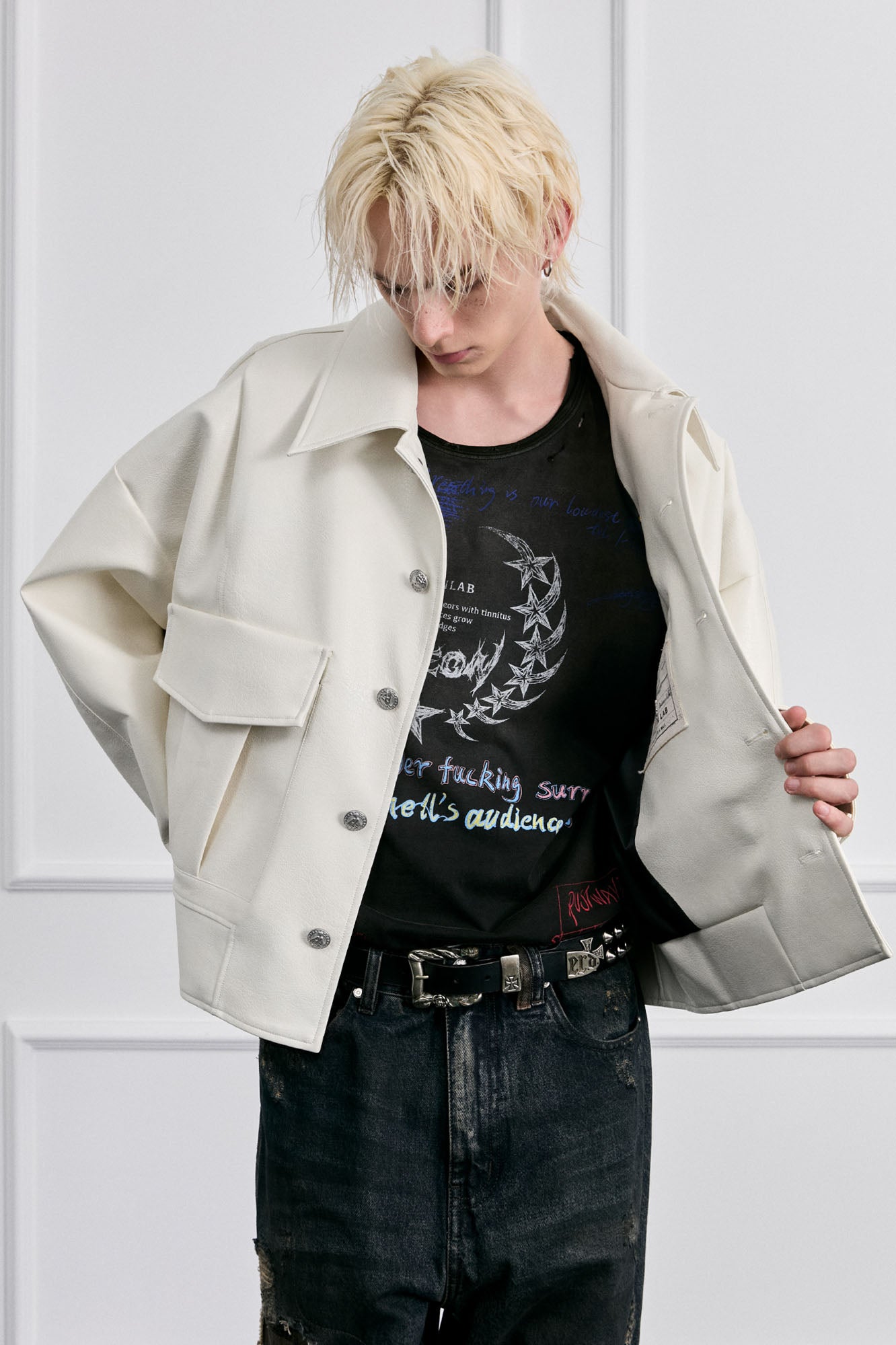 FACEONLAB Badge PU Utility Jacket