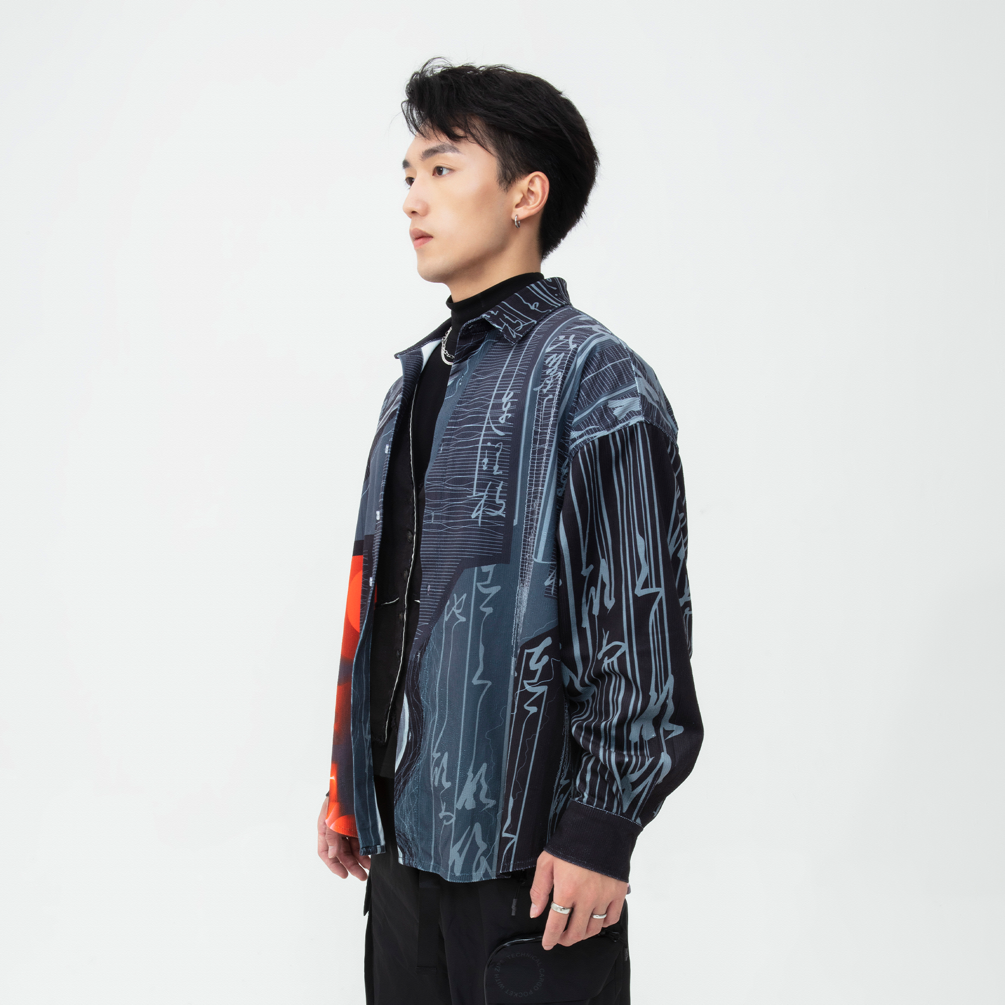 MASH UP ASIA Tang Calligraphy Graphic Oversized Shirt, premium urban and streetwear designers apparel on PROJECTISR.com, MASH UP ASIA