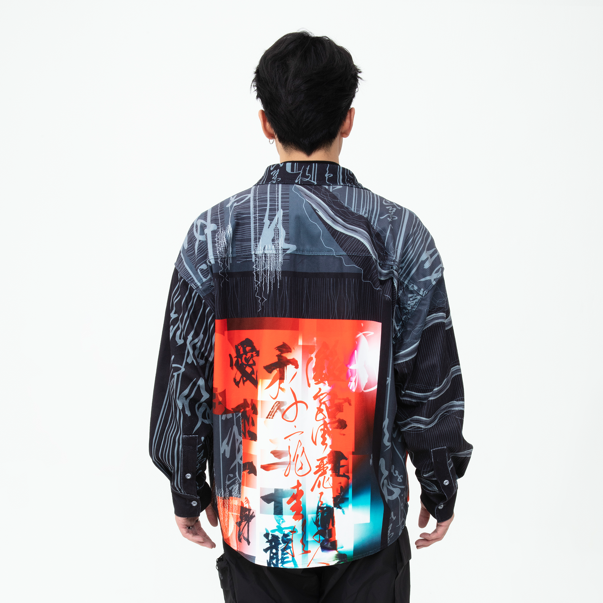 MASH UP ASIA Tang Calligraphy Graphic Oversized Shirt, premium urban and streetwear designers apparel on PROJECTISR.com, MASH UP ASIA