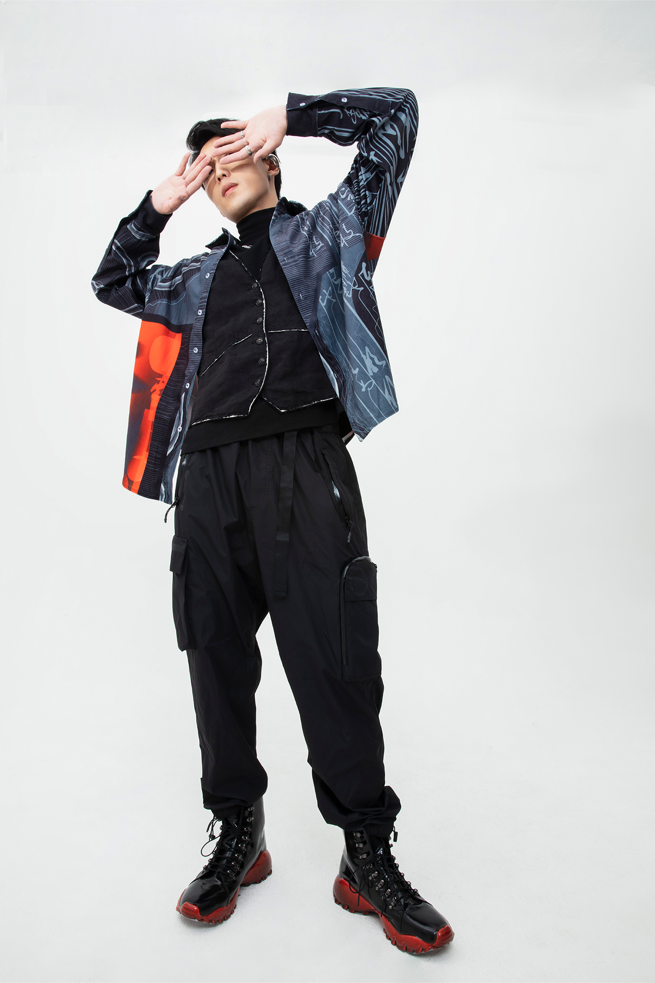 MASH UP ASIA Tang Calligraphy Graphic Oversized Shirt, premium urban and streetwear designers apparel on PROJECTISR.com, MASH UP ASIA