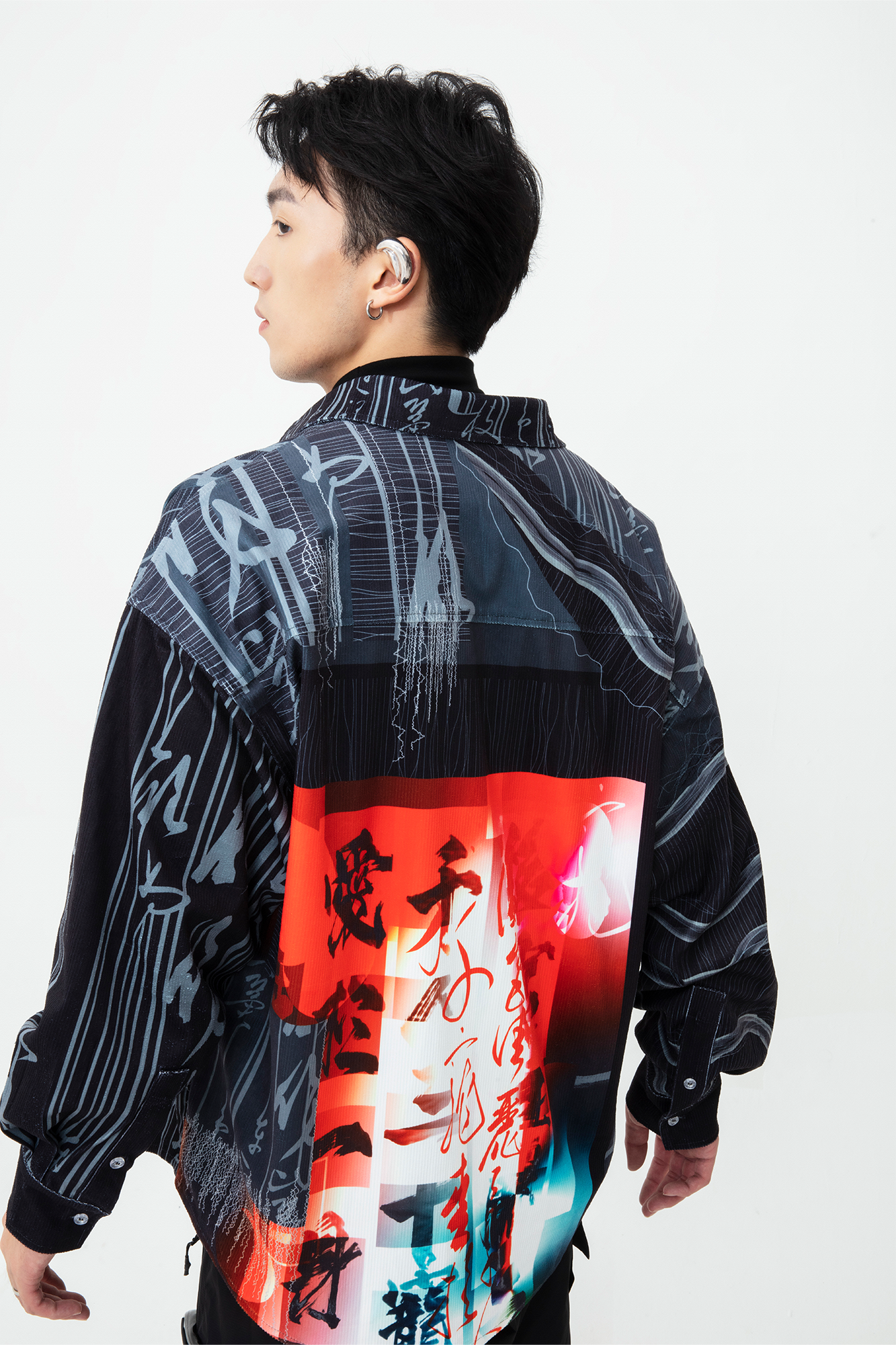 MASH UP ASIA Tang Calligraphy Graphic Oversized Shirt, premium urban and streetwear designers apparel on PROJECTISR.com, MASH UP ASIA
