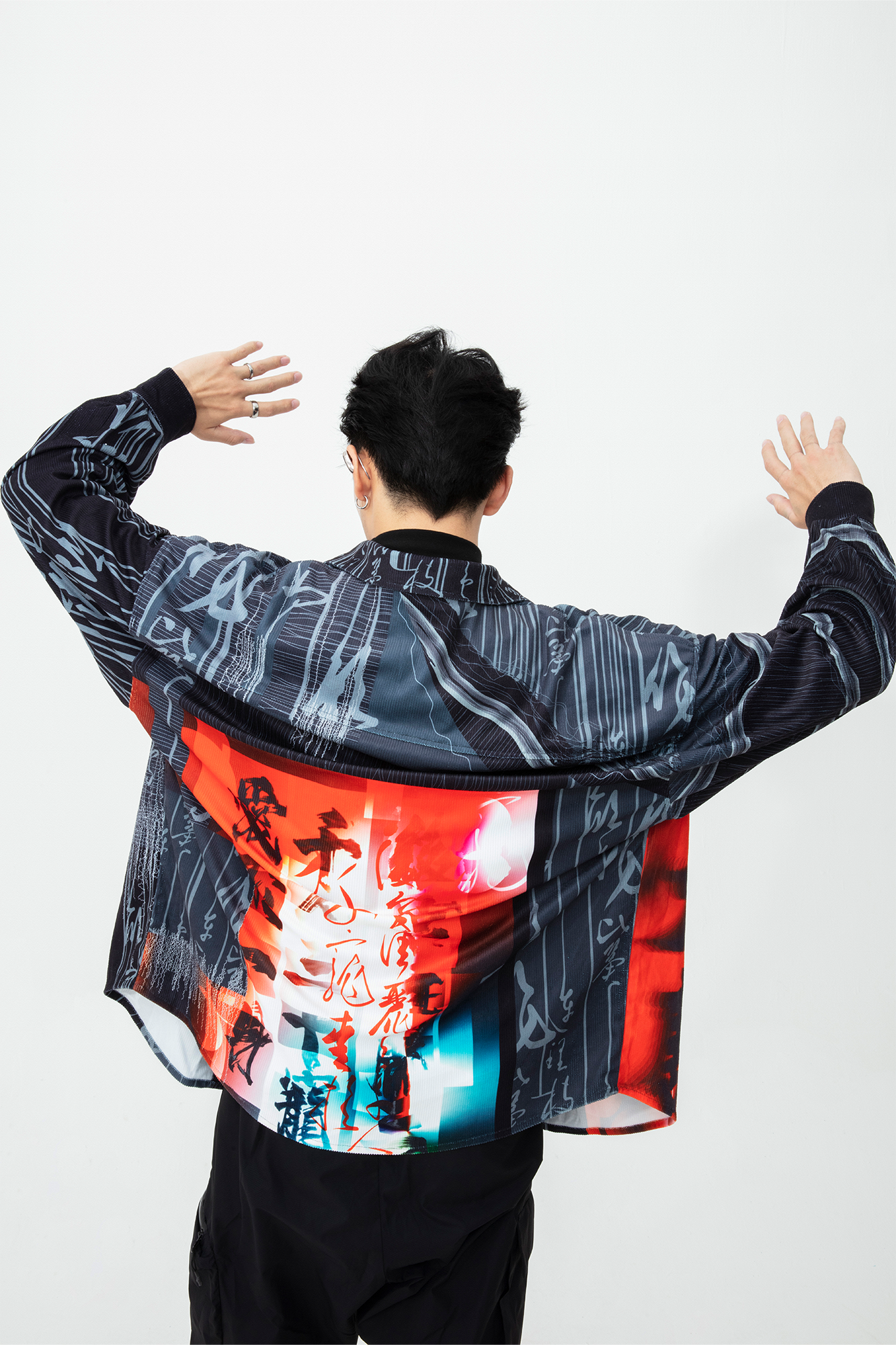 MASH UP ASIA Tang Calligraphy Graphic Oversized Shirt, premium urban and streetwear designers apparel on PROJECTISR.com, MASH UP ASIA