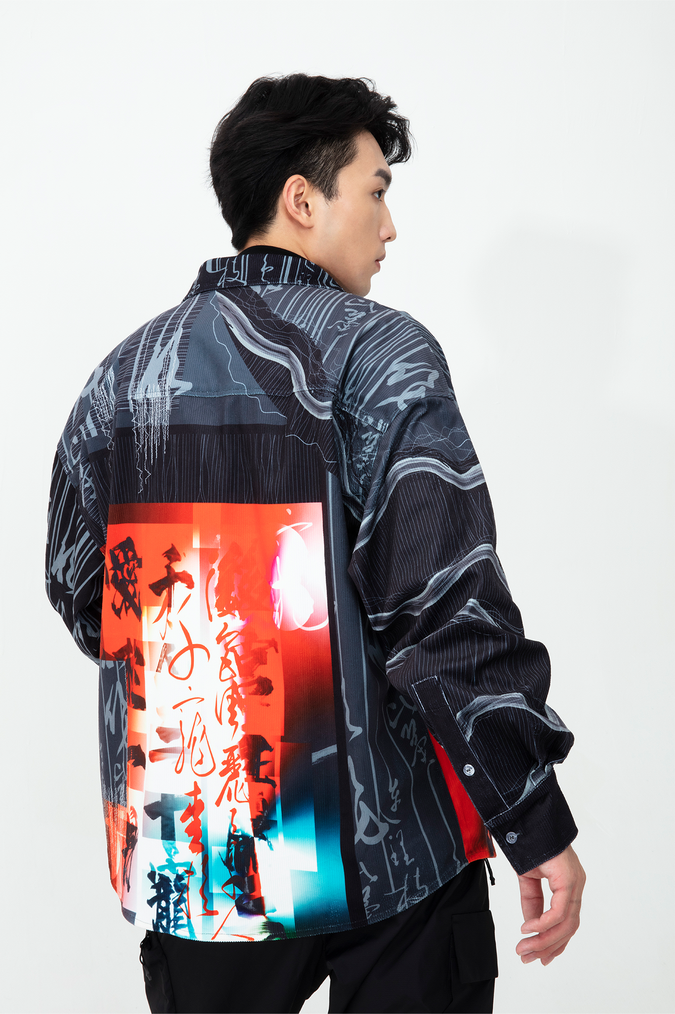 MASH UP ASIA Tang Calligraphy Graphic Oversized Shirt, premium urban and streetwear designers apparel on PROJECTISR.com, MASH UP ASIA