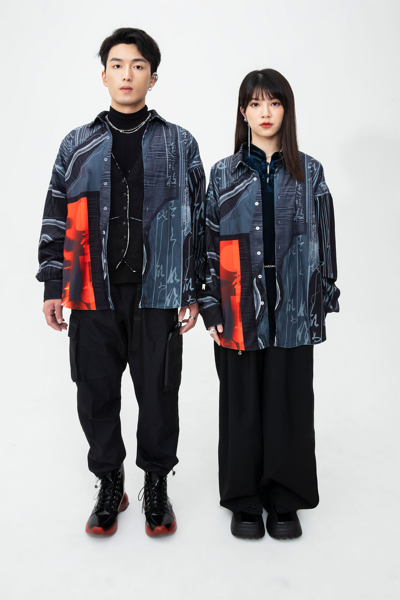 MASH UP ASIA Tang Calligraphy Graphic Oversized Shirt, premium urban and streetwear designers apparel on PROJECTISR.com, MASH UP ASIA