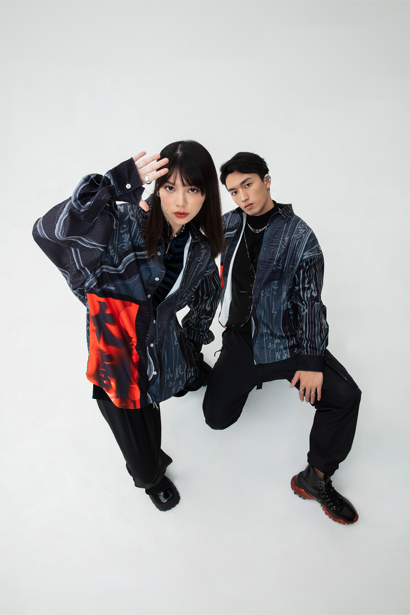 MASH UP ASIA Tang Calligraphy Graphic Oversized Shirt, premium urban and streetwear designers apparel on PROJECTISR.com, MASH UP ASIA