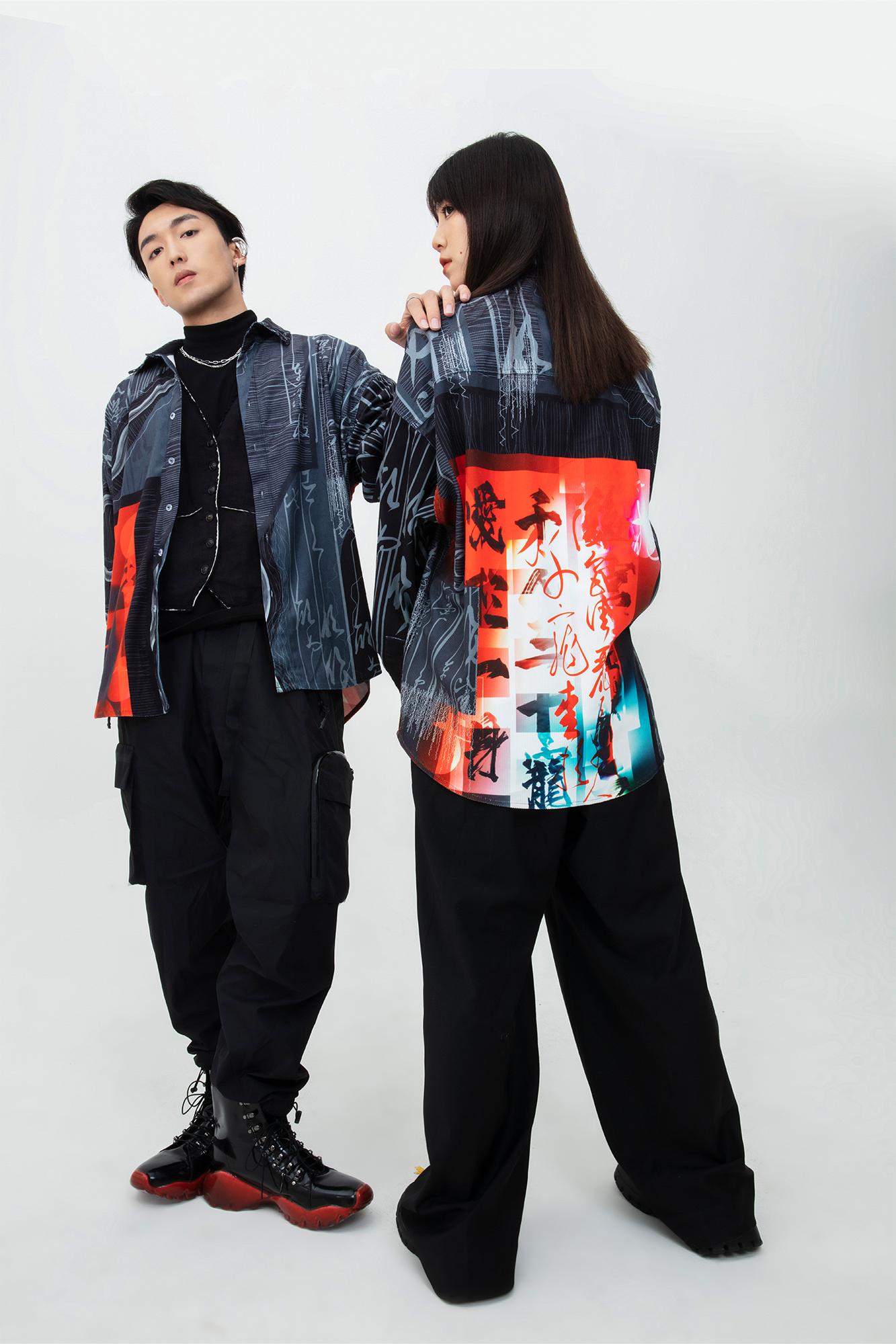 MASH UP ASIA Tang Calligraphy Graphic Oversized Shirt, premium urban and streetwear designers apparel on PROJECTISR.com, MASH UP ASIA