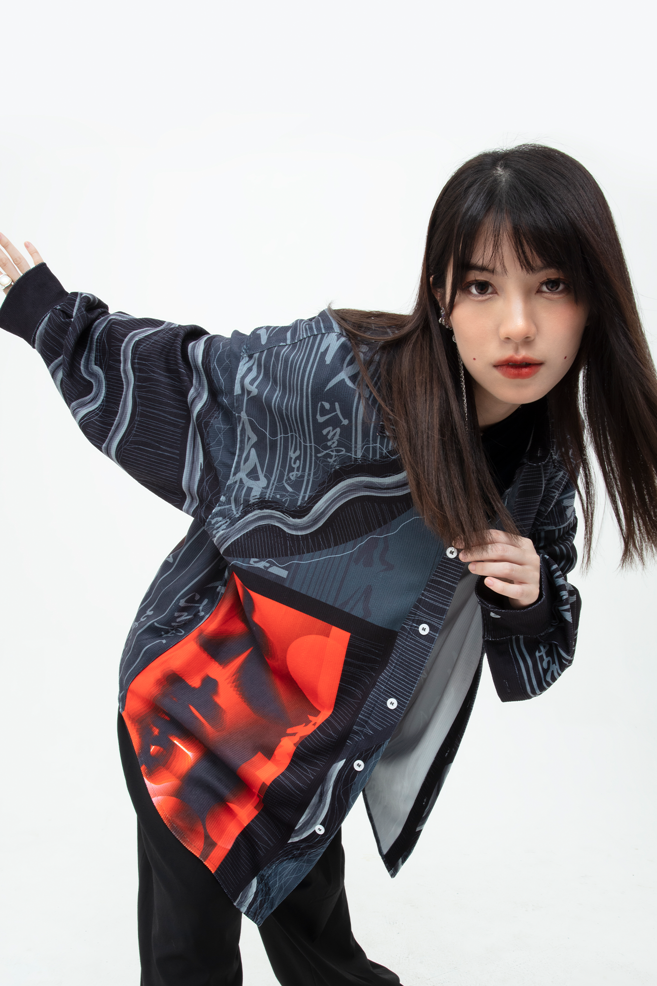 MASH UP ASIA Tang Calligraphy Graphic Oversized Shirt, premium urban and streetwear designers apparel on PROJECTISR.com, MASH UP ASIA