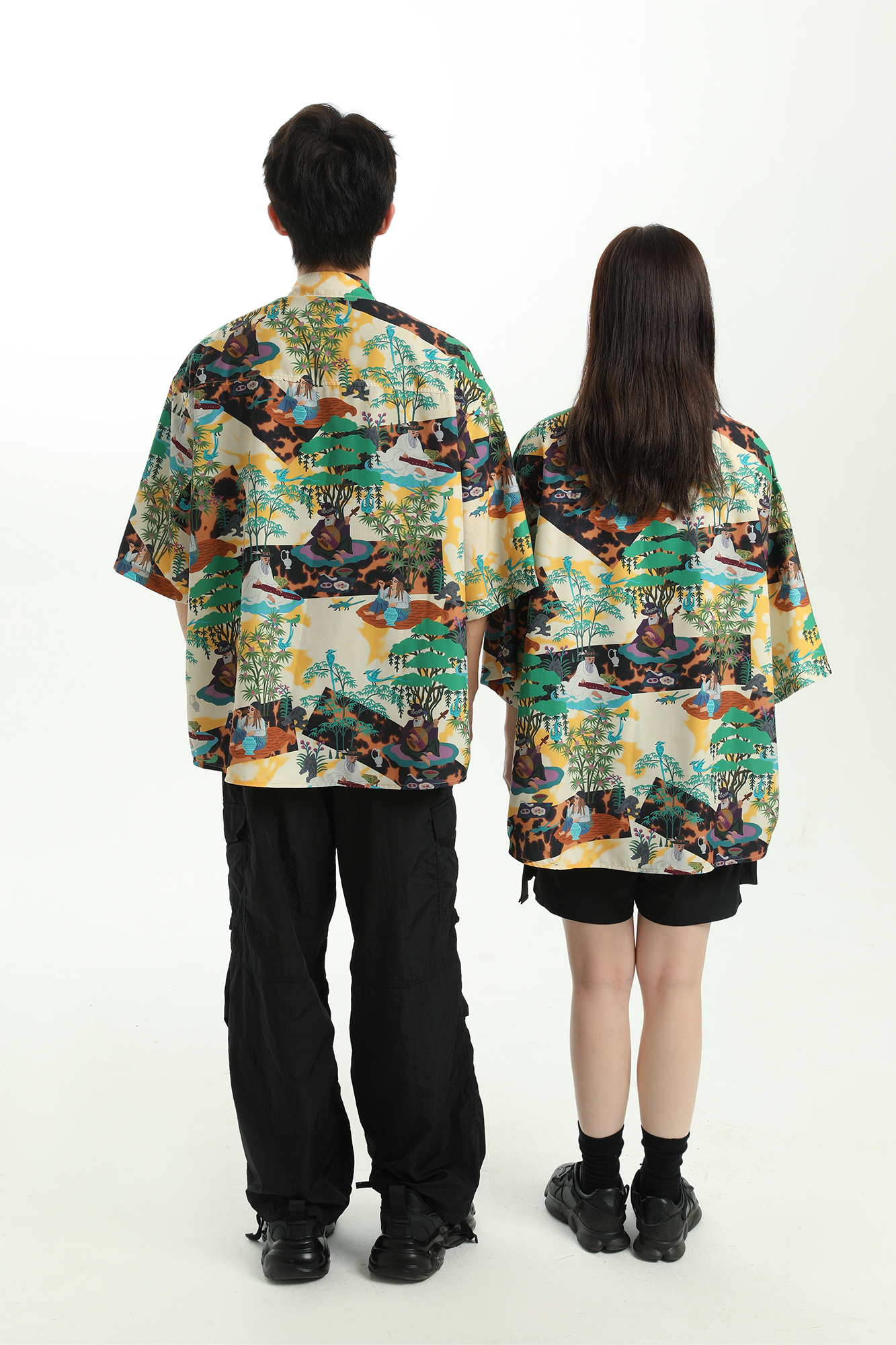 MASH UP ASIA Contrast Full-Print Half Shirt, premium urban and streetwear designers apparel on PROJECTISR.com, MASH UP ASIA