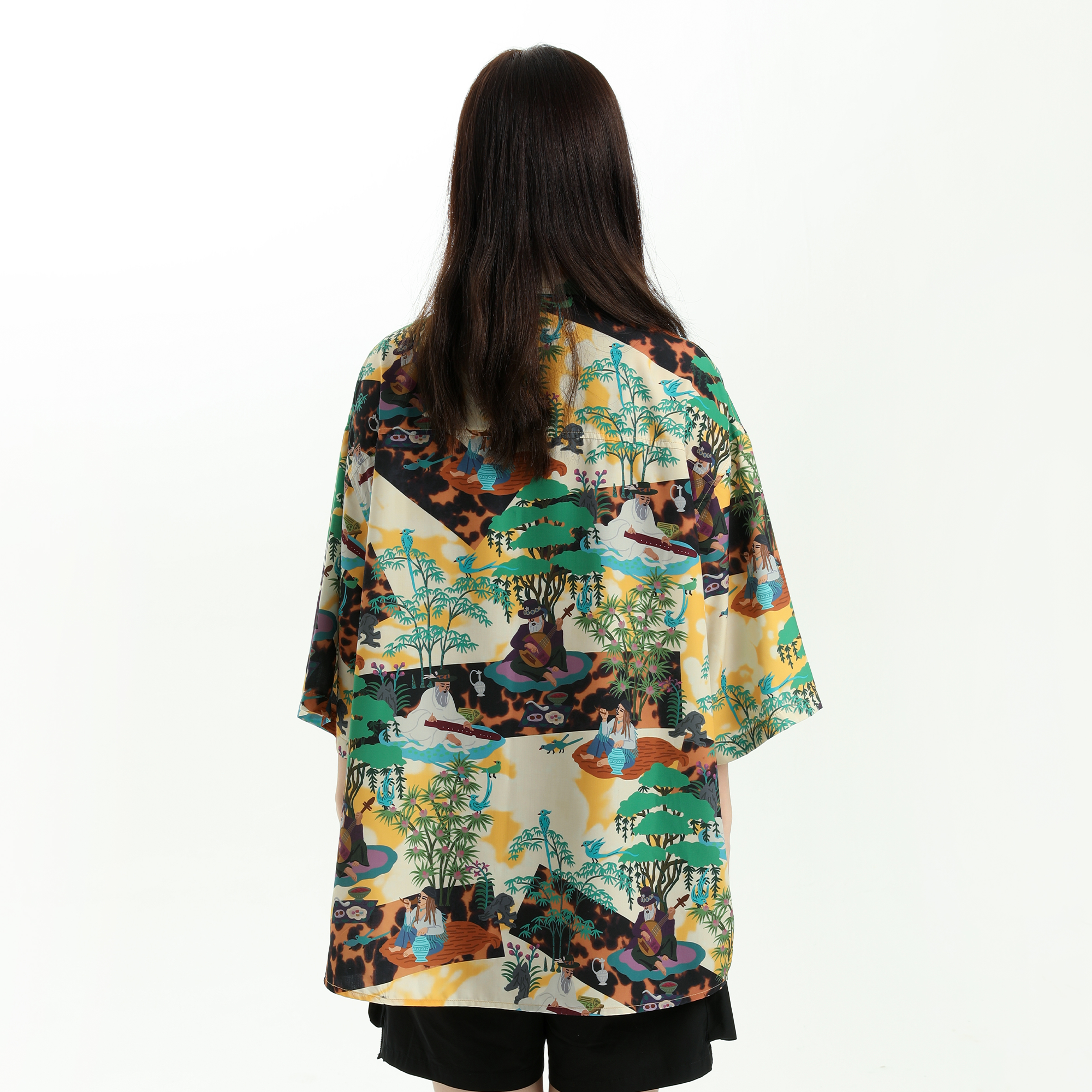 MASH UP ASIA Contrast Full-Print Half Shirt, premium urban and streetwear designers apparel on PROJECTISR.com, MASH UP ASIA