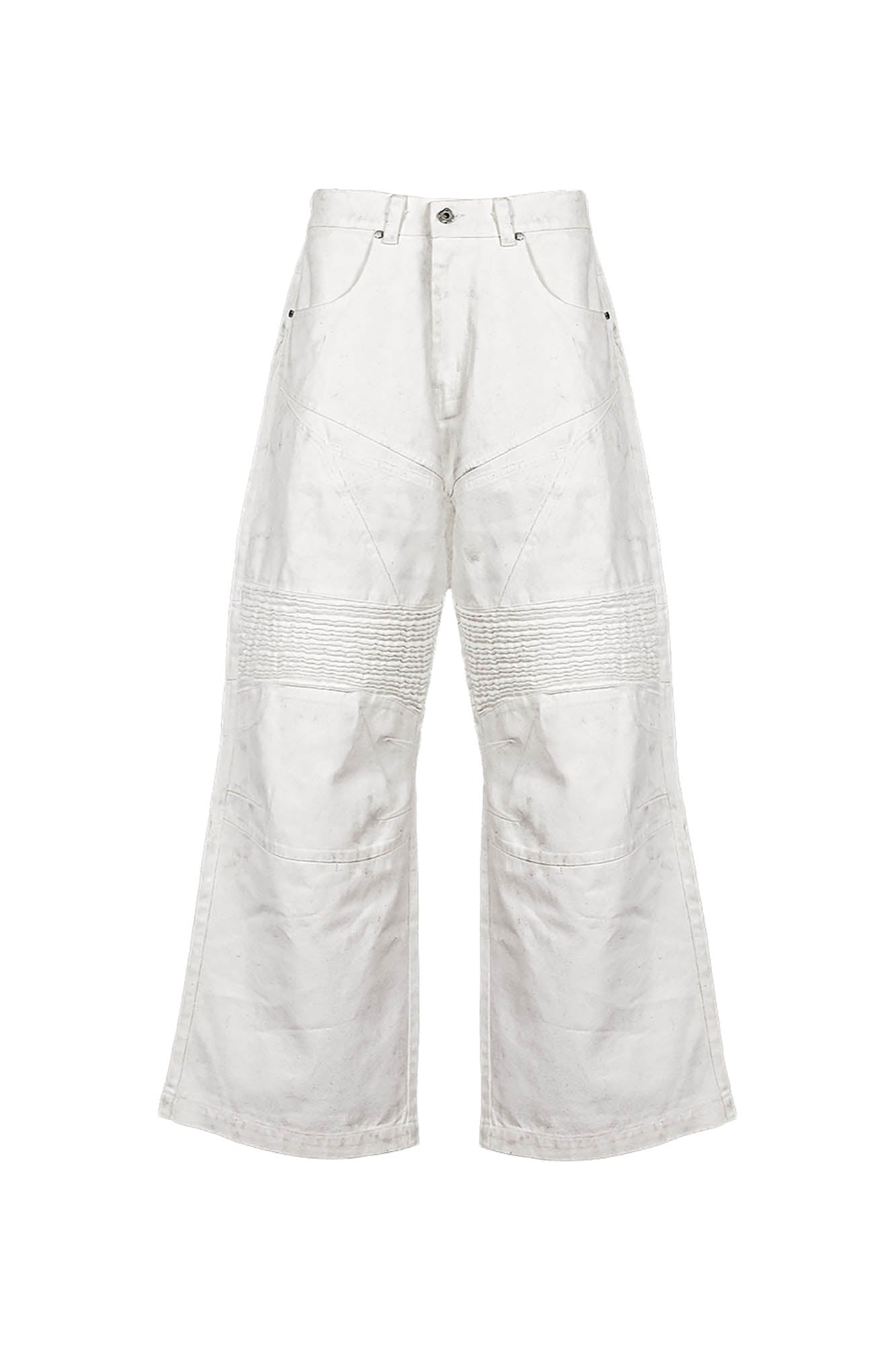 UNDERWATER Infernal Gaze Crinkled Waxed Wide-Leg Pants White