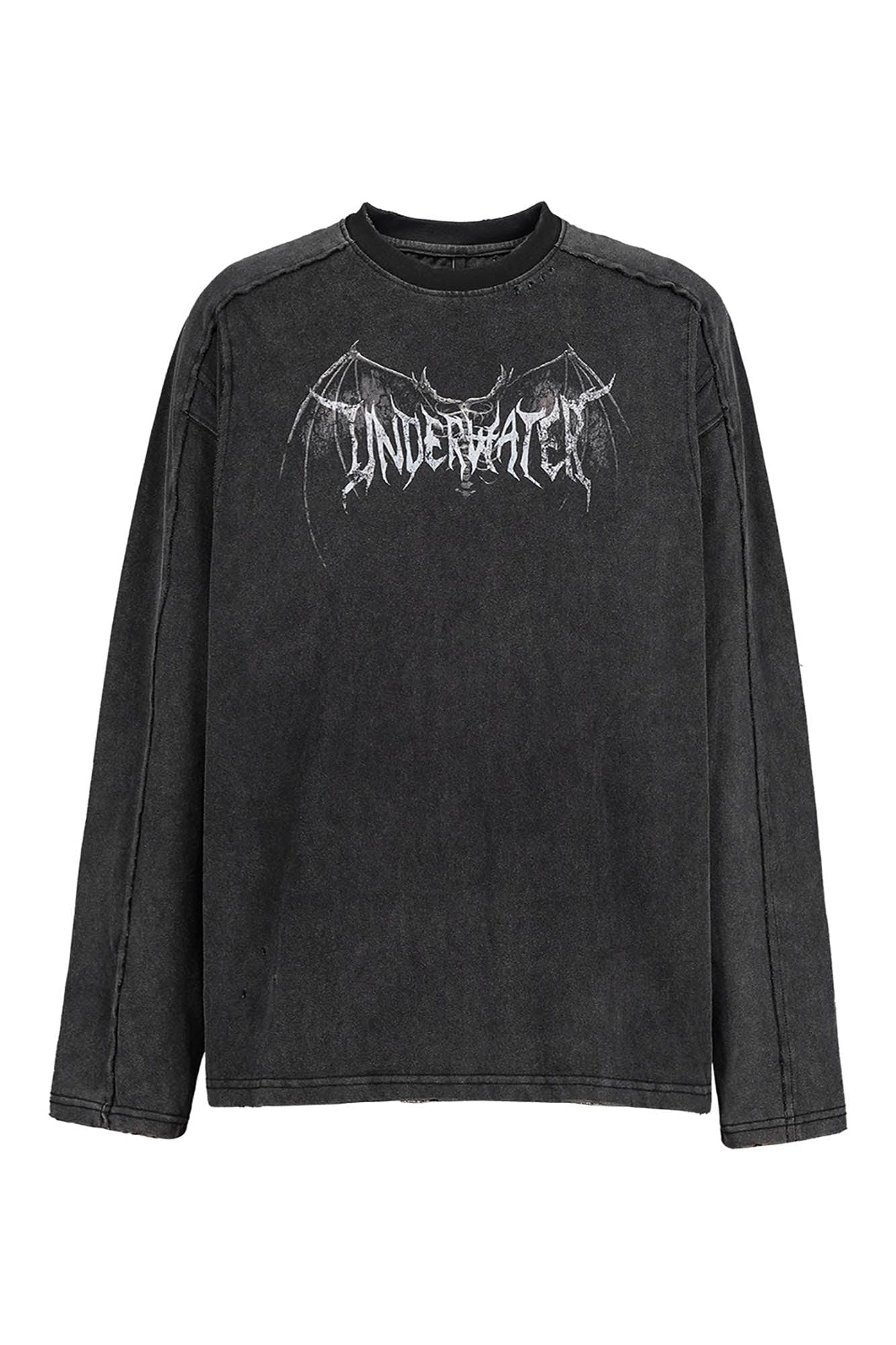 UNDERWATER Hellbound Wing Distressed Spliced Long-Sleeve Tee