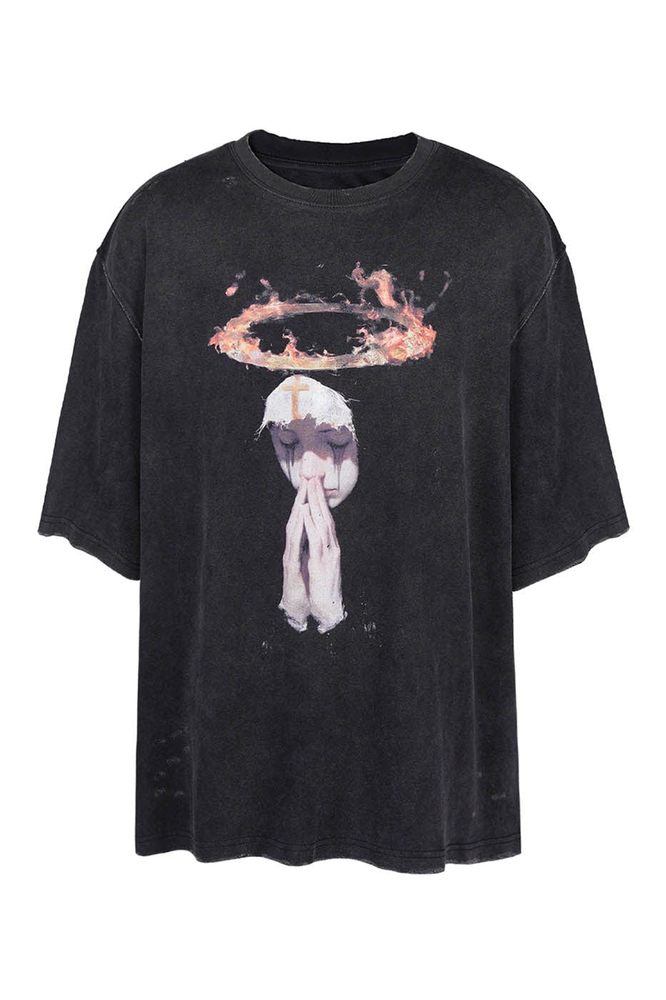 UNDERWATER Distressed Nun Graphics T-Shirt, premium urban and streetwear designers apparel on PROJECTISR.com, UNDERWATER