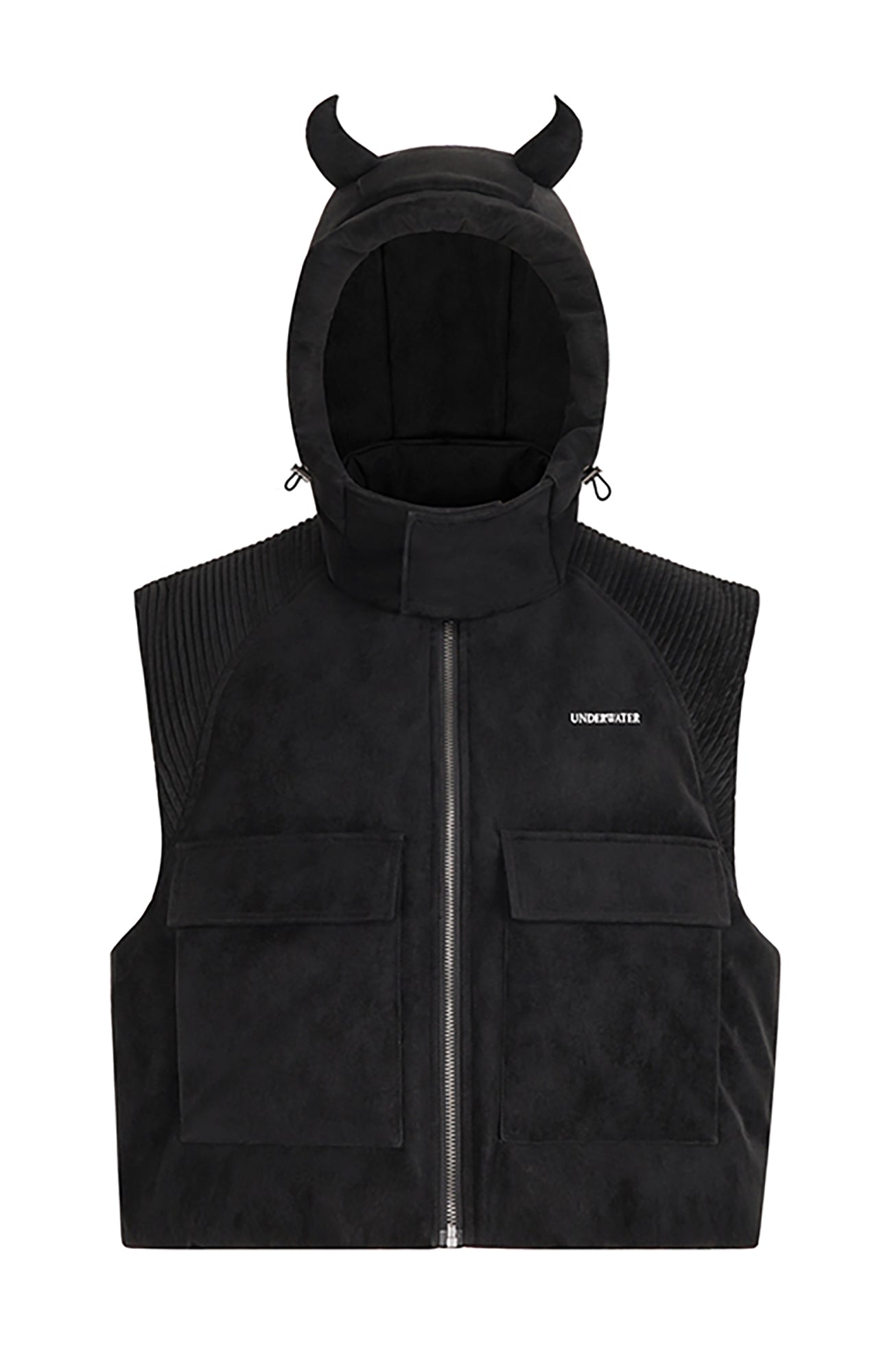 UNDERWATER Demon Horned Detachable Hood Down Vest