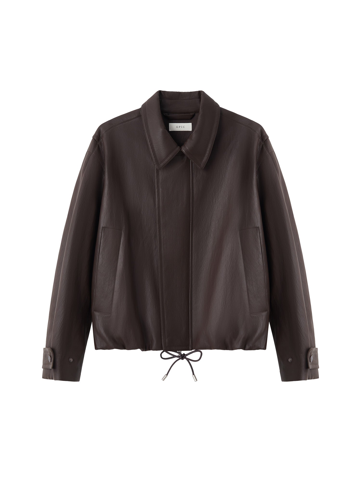 OPICLOTH Soft-Tanned Drawstring Faux Leather Jacket