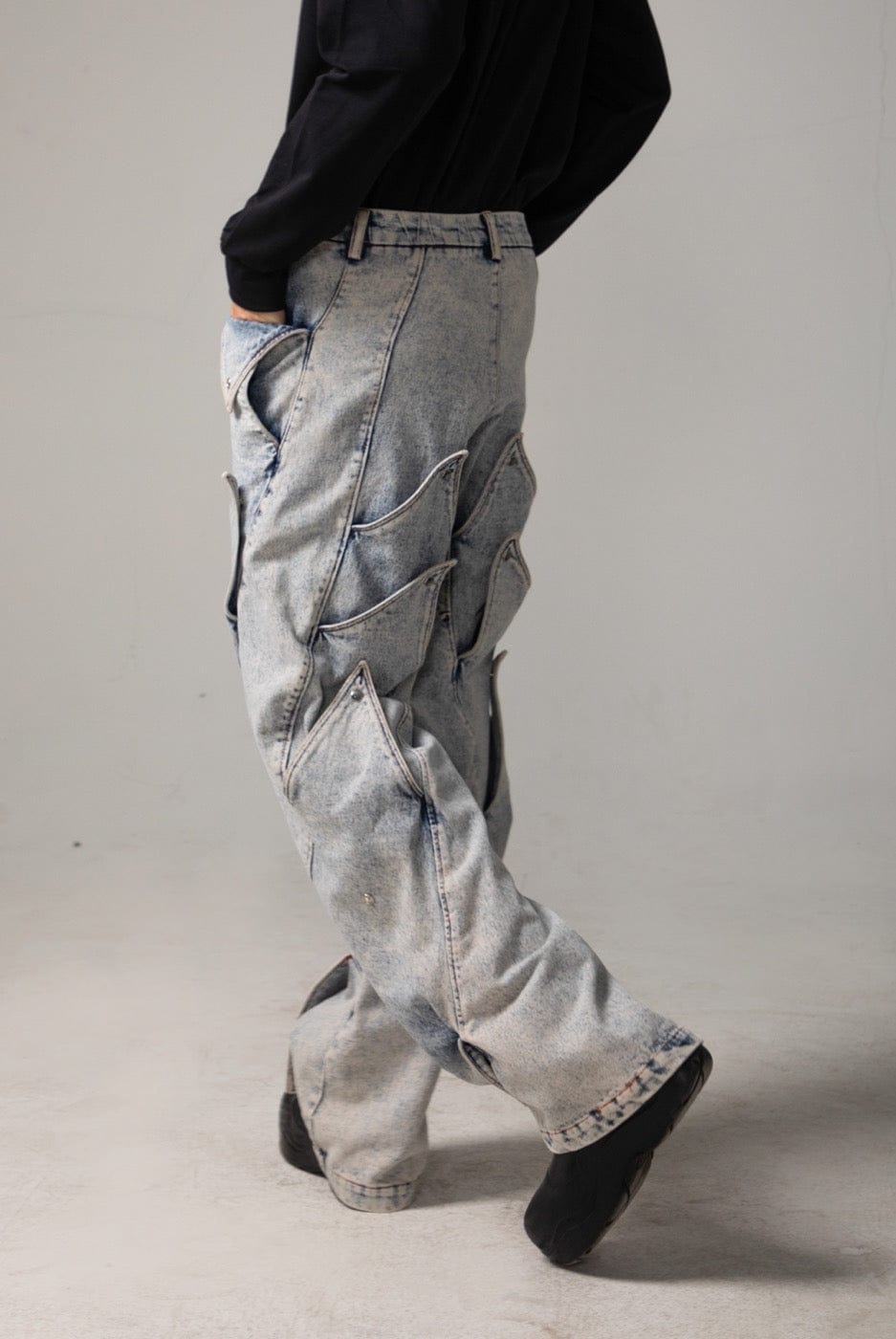 DND4DES Deconstructed Rose Petals Washed Jeans, premium urban and streetwear designers apparel on PROJECTISR.com, DND4DES