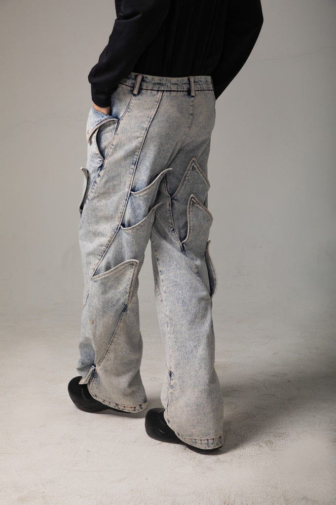 DND4DES Deconstructed Rose Petals Washed Jeans, premium urban and streetwear designers apparel on PROJECTISR.com, DND4DES