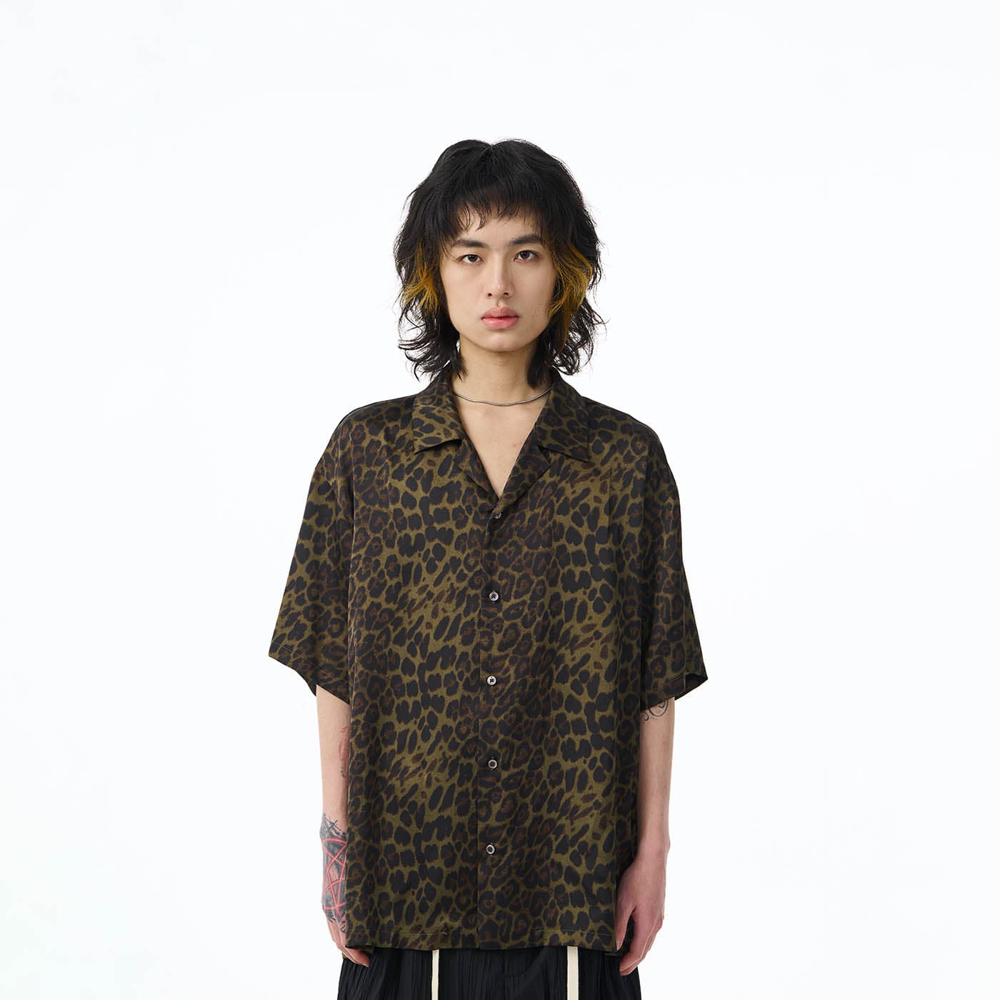 EPIC POETRY Leopard Half Shirt Dark Green, premium urban and streetwear designers apparel on PROJECTISR.com, EPIC POETRY