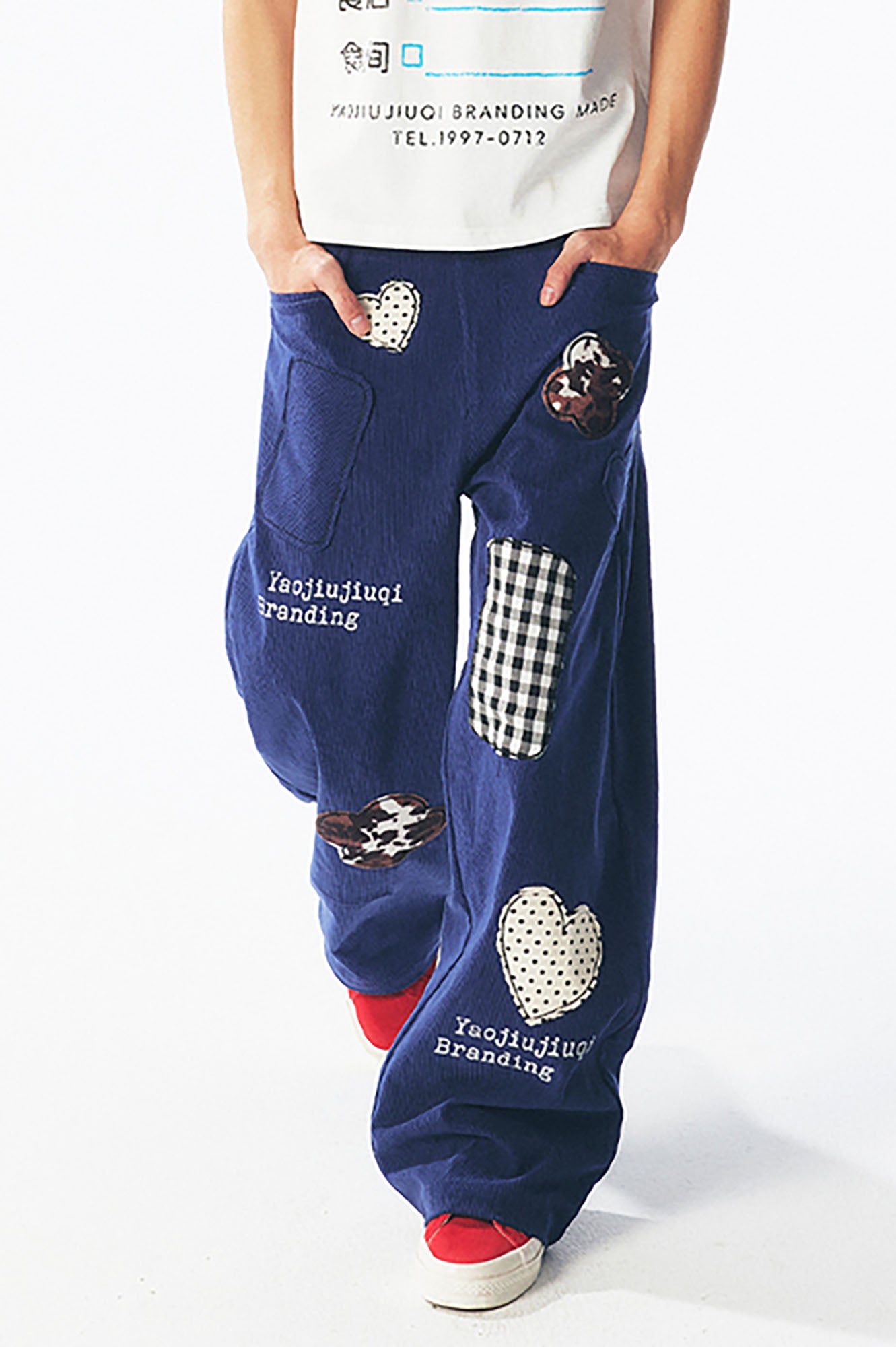 1997 POSTOFFICE Whimsical Patch Straight-Leg Pants