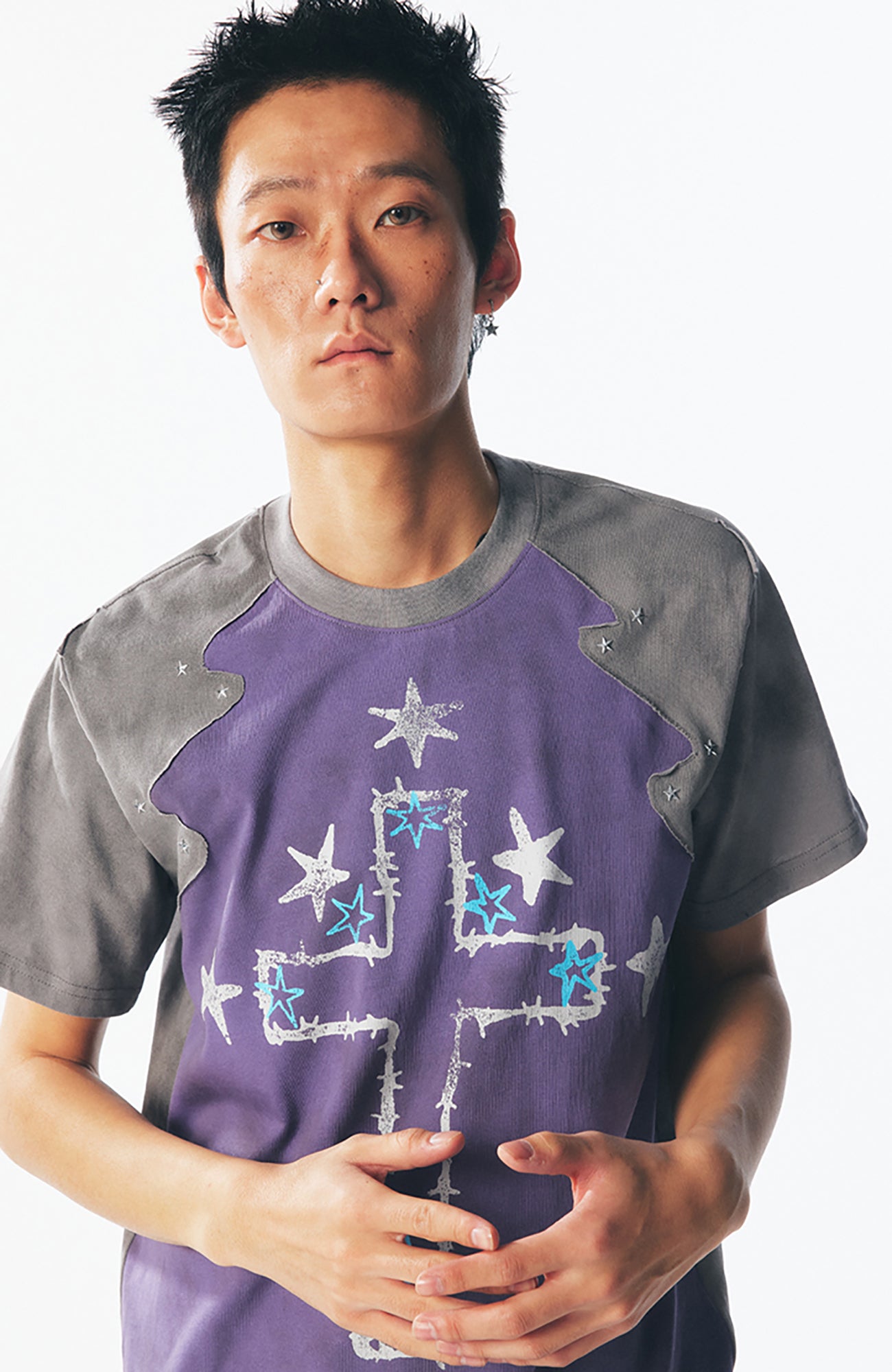 1997 POSTOFFICE Star Cross Graphic Washed Tee, premium urban and streetwear designers apparel on PROJECTISR.com, 1997 POSTOFFICE