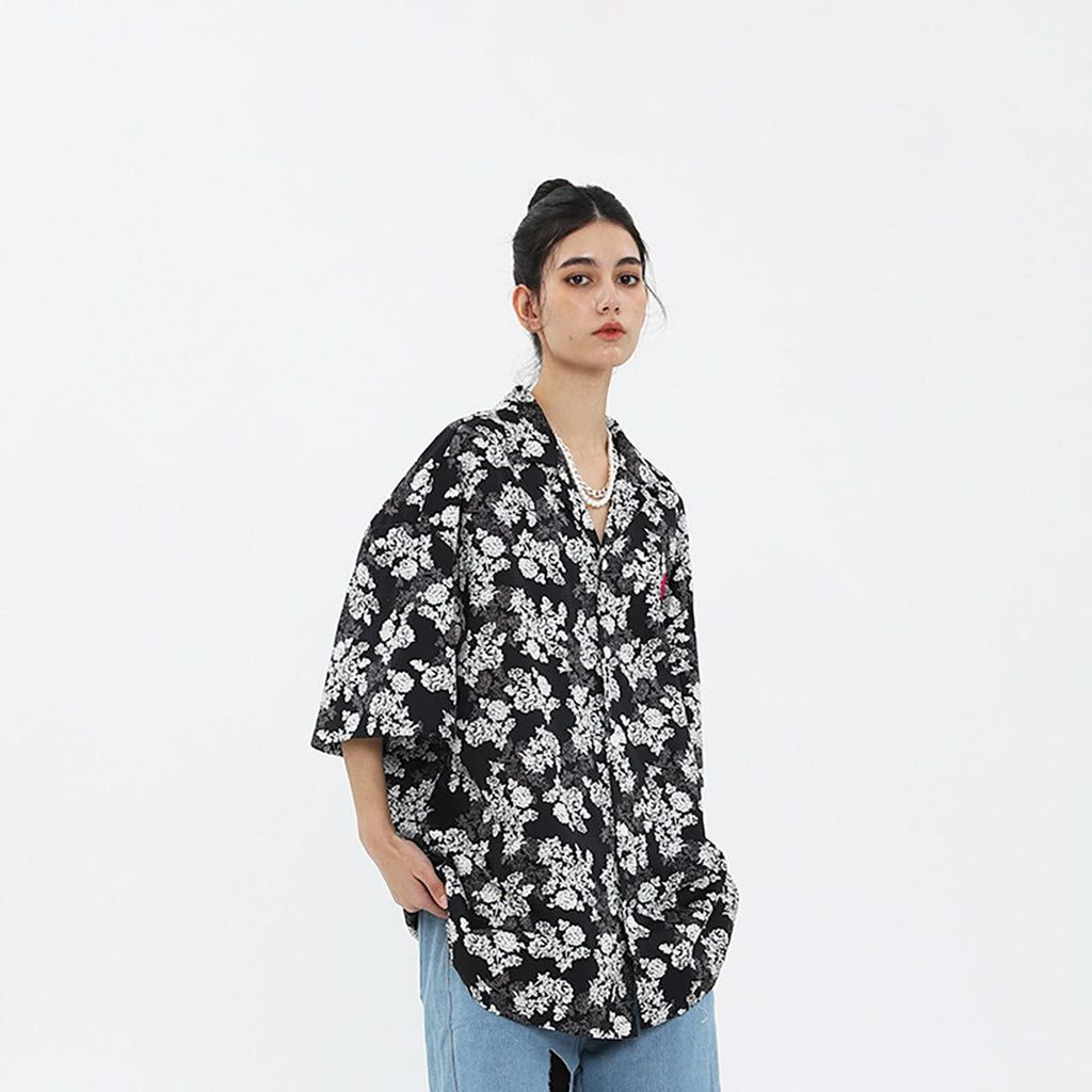 Miichous Embroidery Crabapples Flower Half Shirt, premium urban and streetwear designers apparel on PROJECTISR.com, Miichous