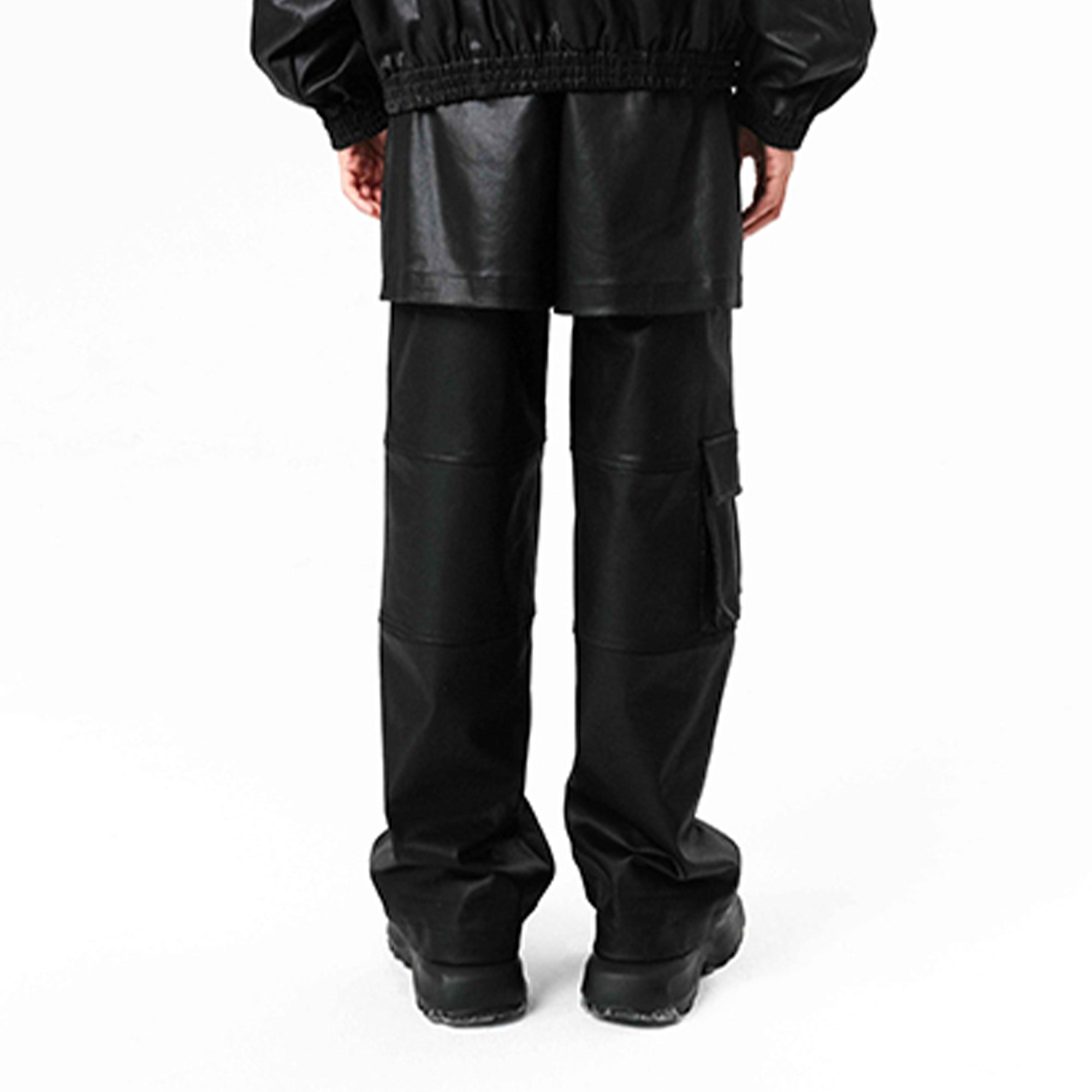 VANN VALRENCE Rivet Layered Coated Denim Pants