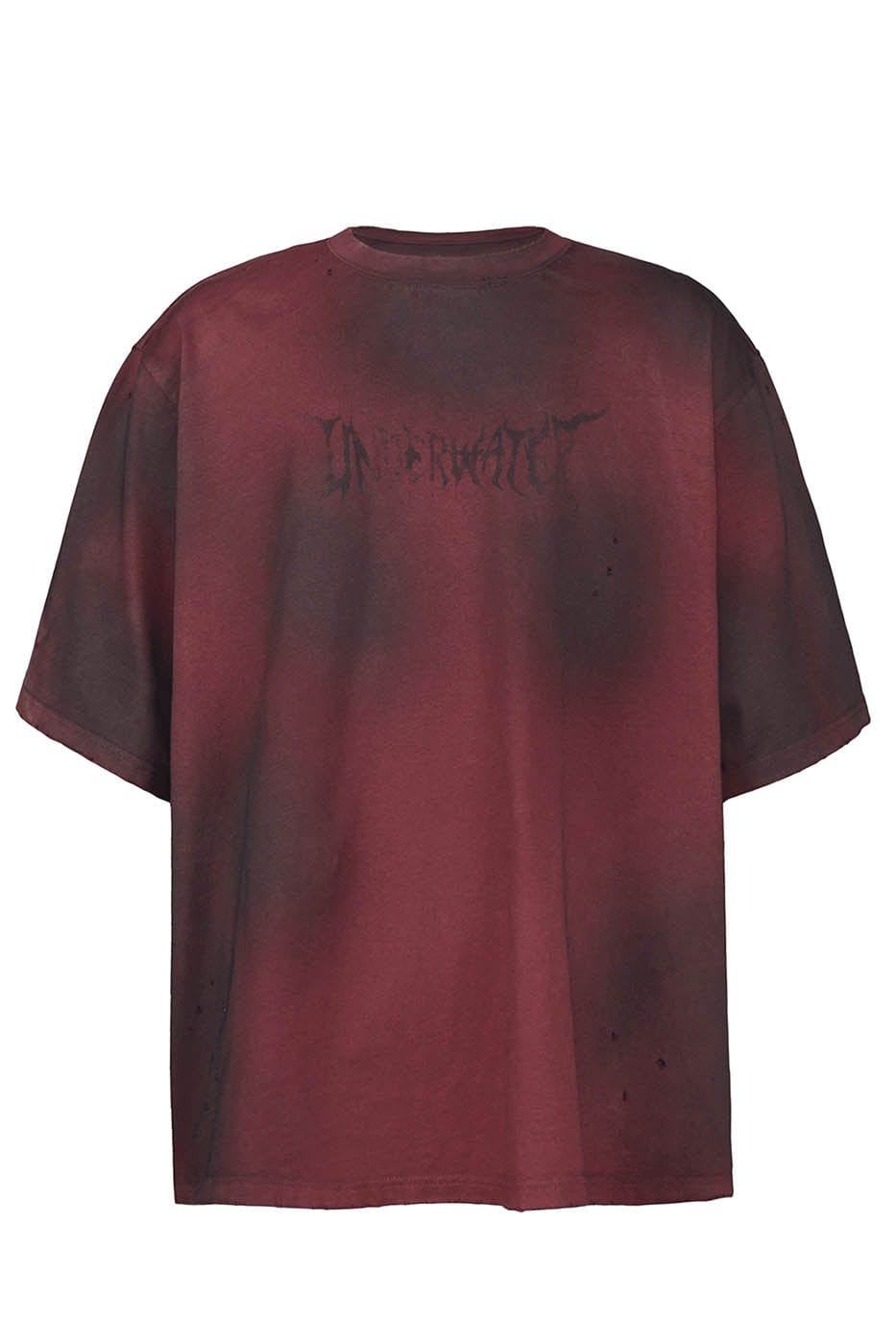 UNDERWATER Distressed Tie-Dye LOGO T-Shirt Red, premium urban and streetwear designers apparel on PROJECTISR.com, UNDERWATER