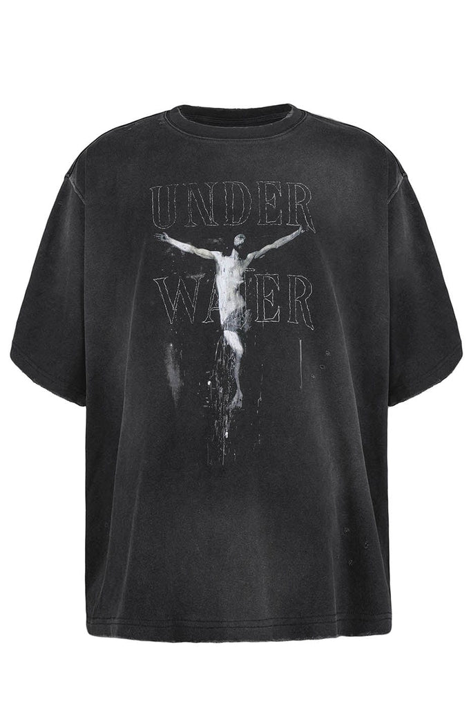 UNDERWATER Distressed Jesus T-Shirt, premium urban and streetwear designers apparel on PROJECTISR.com, UNDERWATER