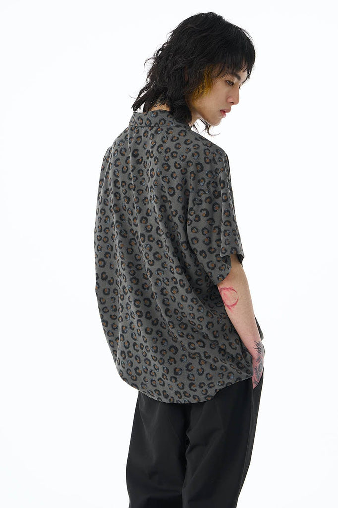 EPIC POETRY Leopard Face Half Shirt Grey, premium urban and streetwear designers apparel on PROJECTISR.com, EPIC POETRY