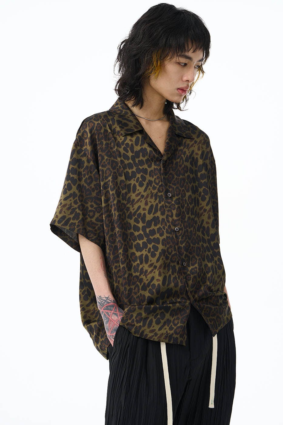 EPIC POETRY Leopard Half Shirt Dark Green, premium urban and streetwear designers apparel on PROJECTISR.com, EPIC POETRY