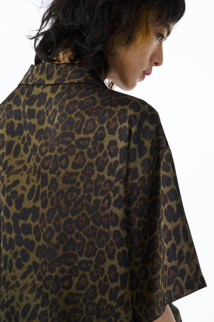 EPIC POETRY Leopard Half Shirt Dark Green, premium urban and streetwear designers apparel on PROJECTISR.com, EPIC POETRY