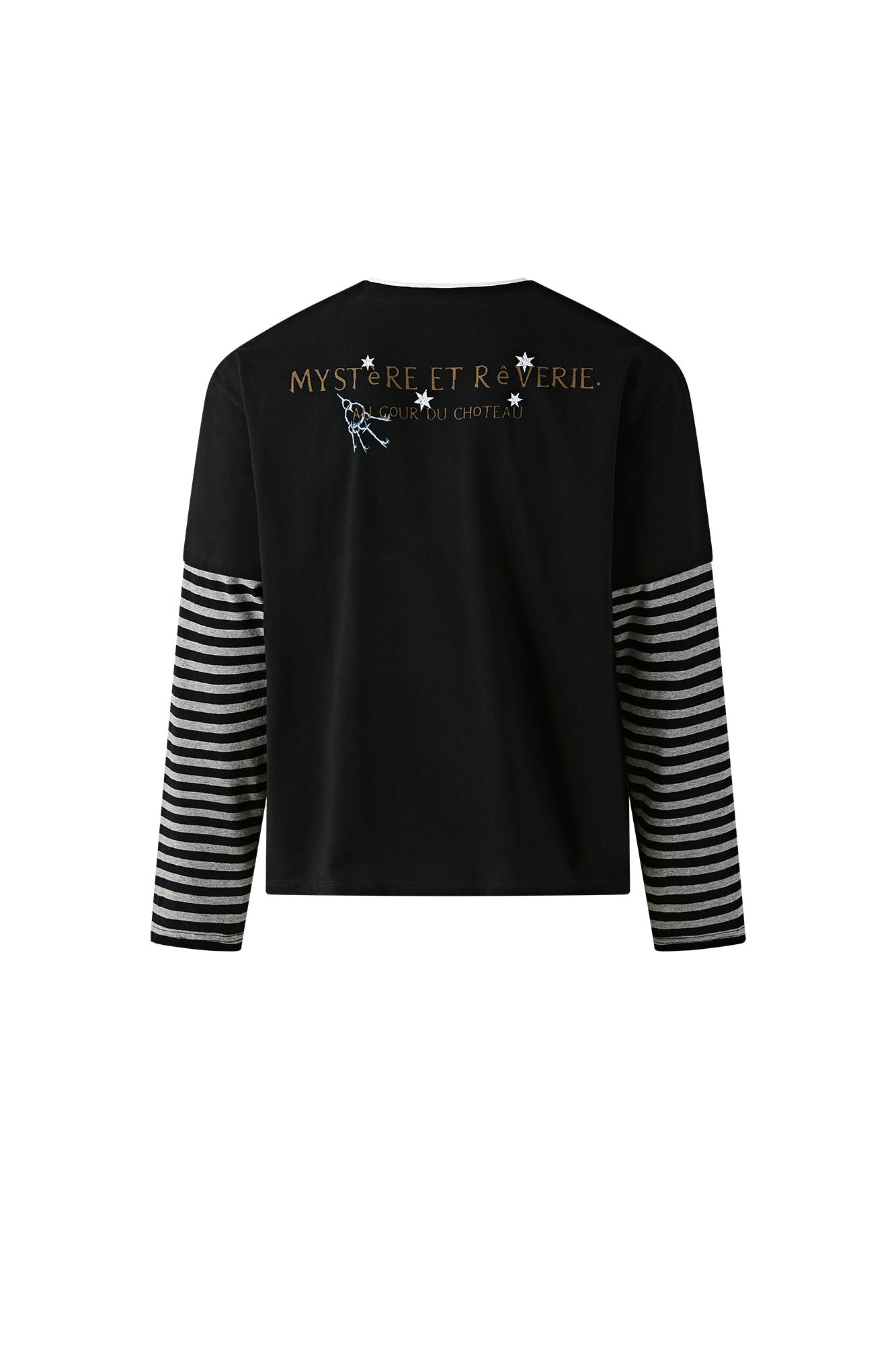 PASET Layered Stripe Graphic Long-Sleeve Tee
