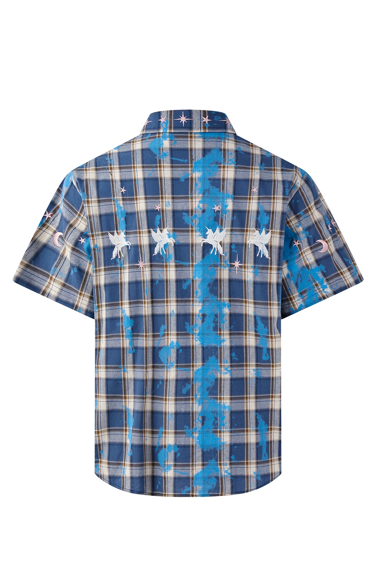 PASET Unicorn Embroidered Plaid Half Shirt