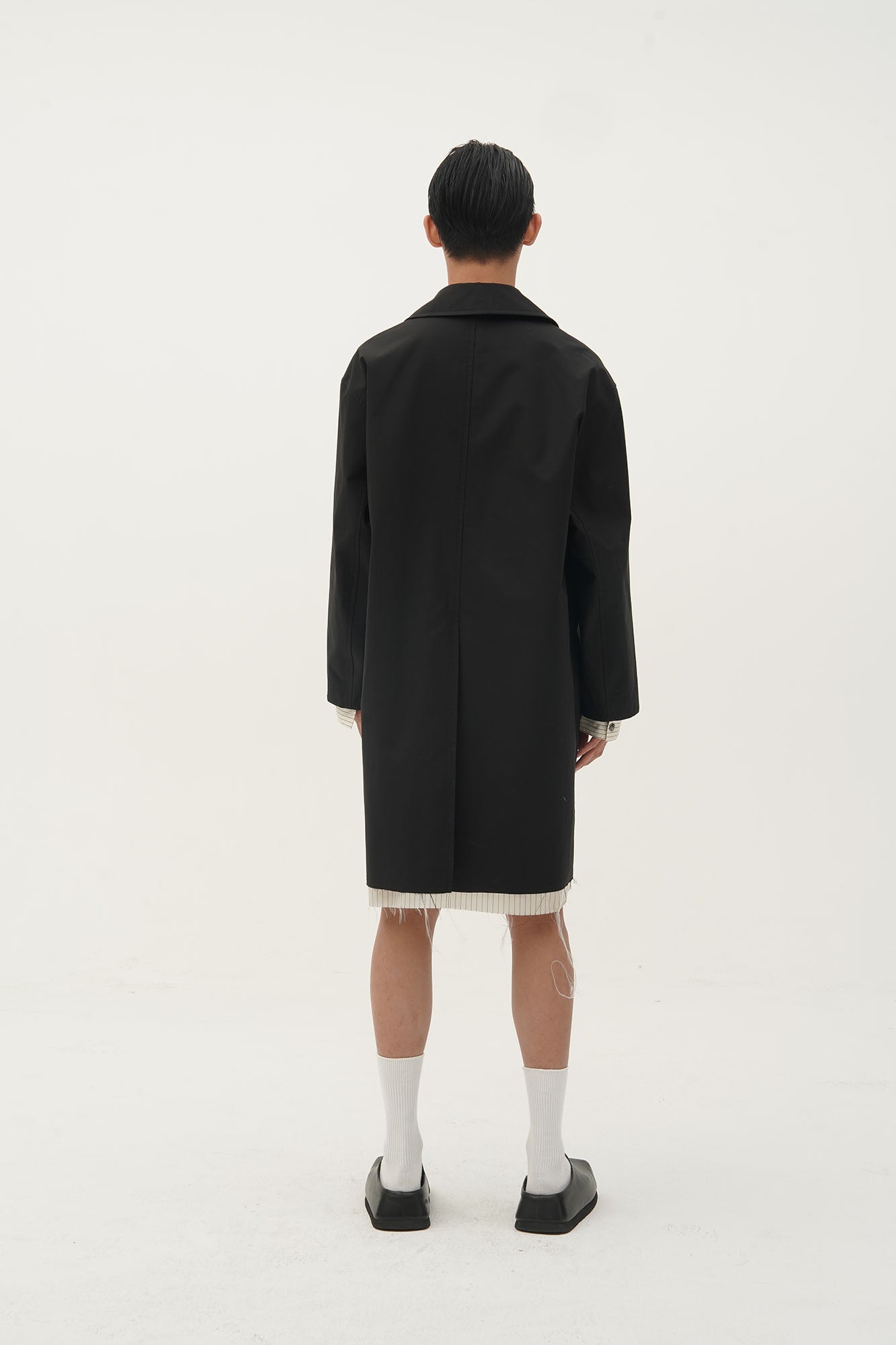ORAL UTOPIA Faux Layered Hem Multi-Pocket Coat