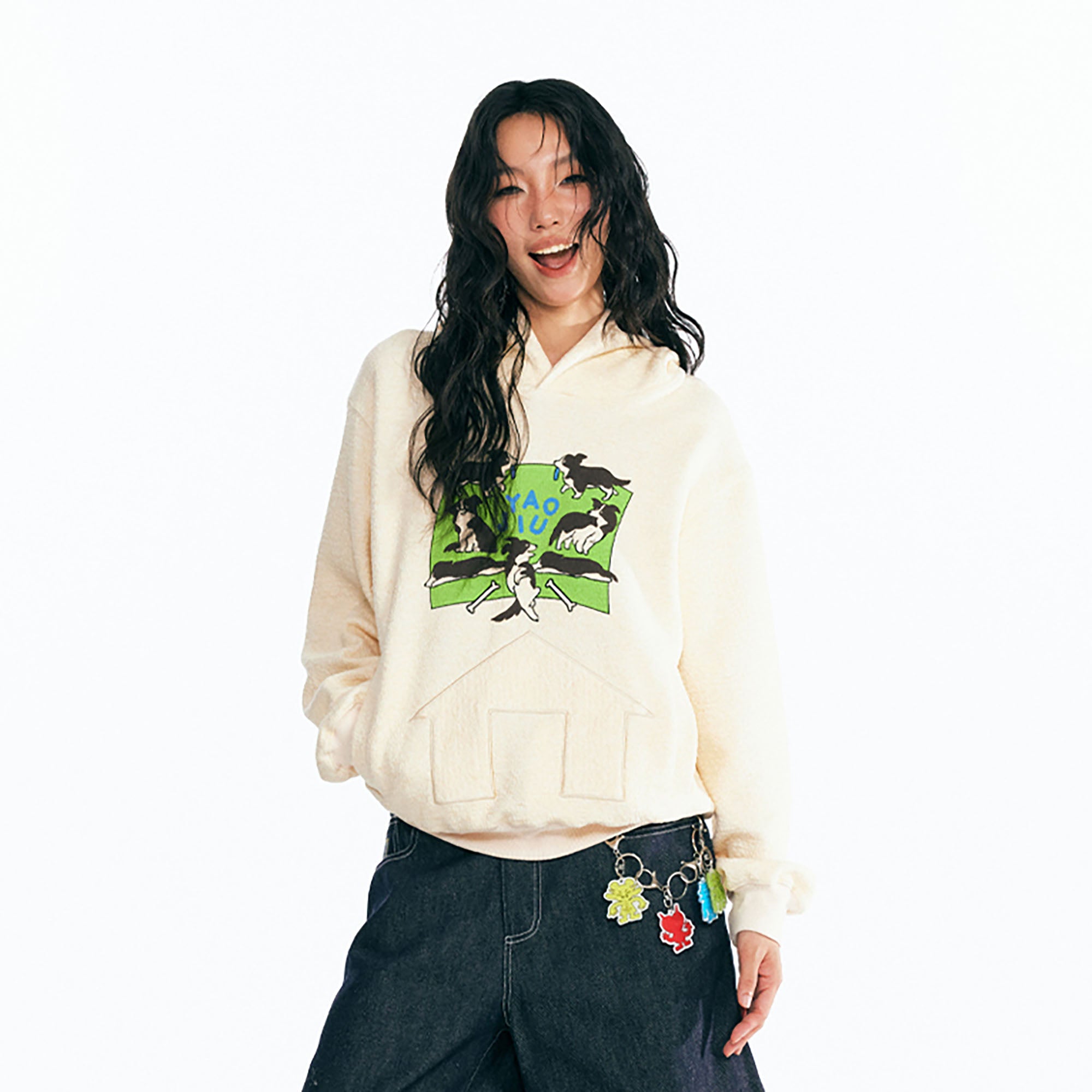 1997 POSTOFFICE Puppy Paradise Graphic Oversized Hoodie, premium urban and streetwear designers apparel on PROJECTISR.com, 1997 POSTOFFICE