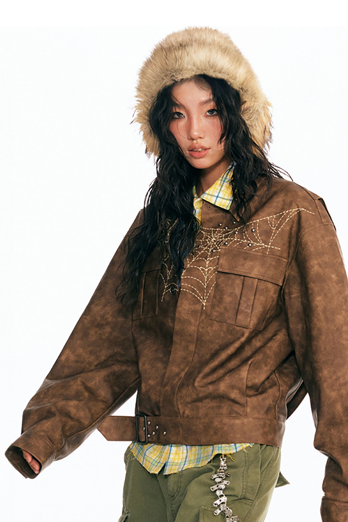 1997 POSTOFFICE Dreamcatcher Graphic Faux Leather Jacket, premium urban and streetwear designers apparel on PROJECTISR.com, 1997 POSTOFFICE